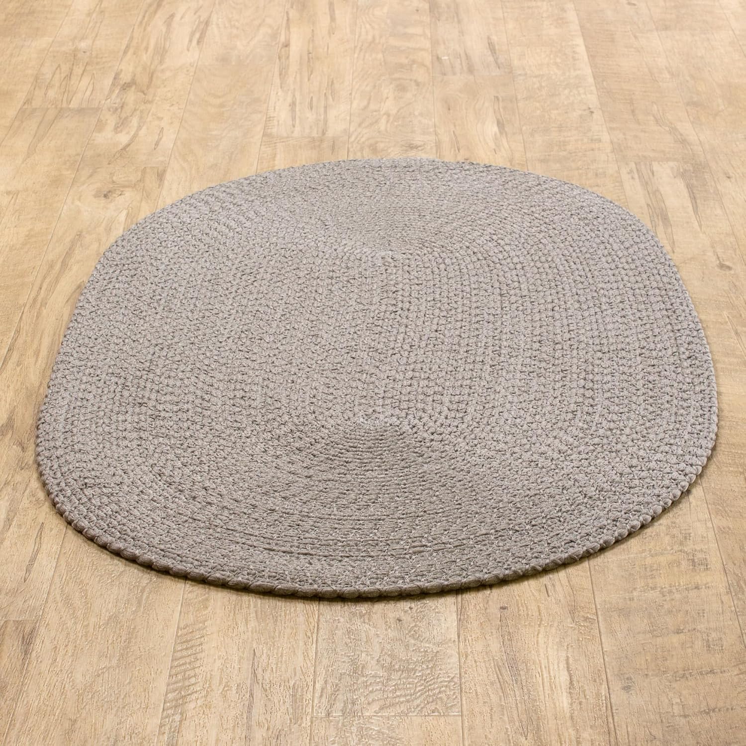 Super Area Rugs Alfombra trenzada gris para cocina campestre, alfombra primitiva duradera, ovalada, 4 x 6 pies