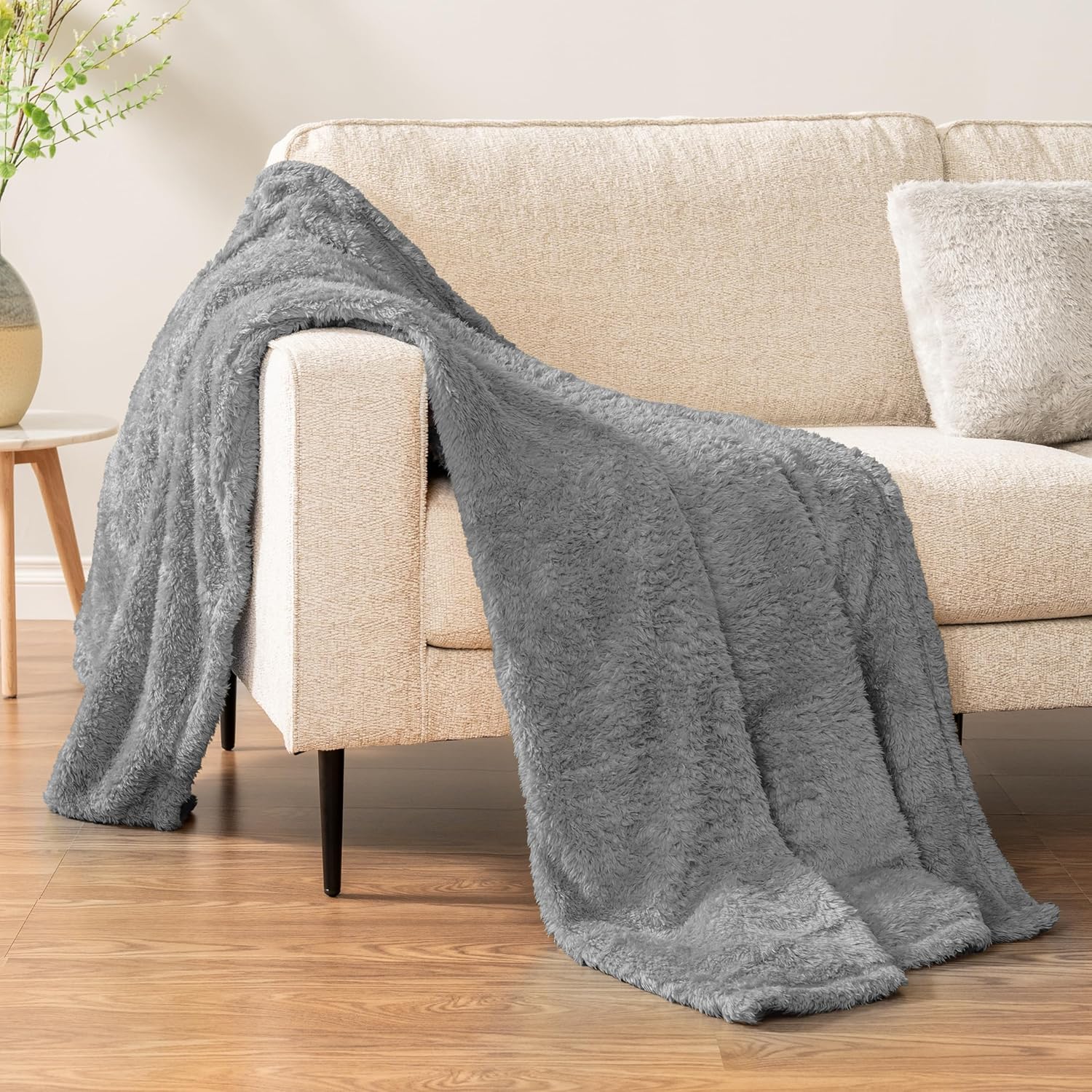 PAVILIA – Cobija de felpa sherpa y microfibra, muy suave y acogedora, con diseño de color degradado, decorativa