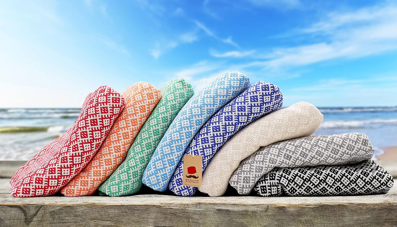 Bazaar Anatolia Toalla de playa turca 100% algodón, toallas de baño de gran tamaño, secado rápido, estilo bohemio, decoración de granja, toallas de