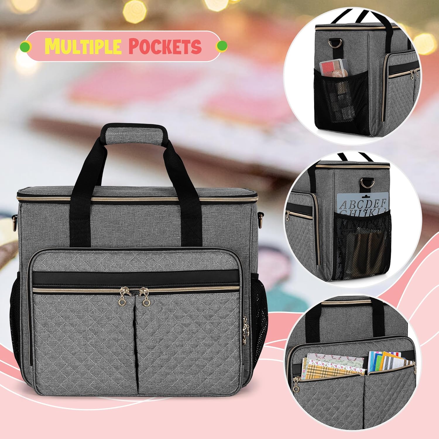 Luxja Bolsa de manualidades para suministros de álbumes de recortes (se adapta a álbumes de recortes de 12 x 12 pulgadas y portátil de 15.6
