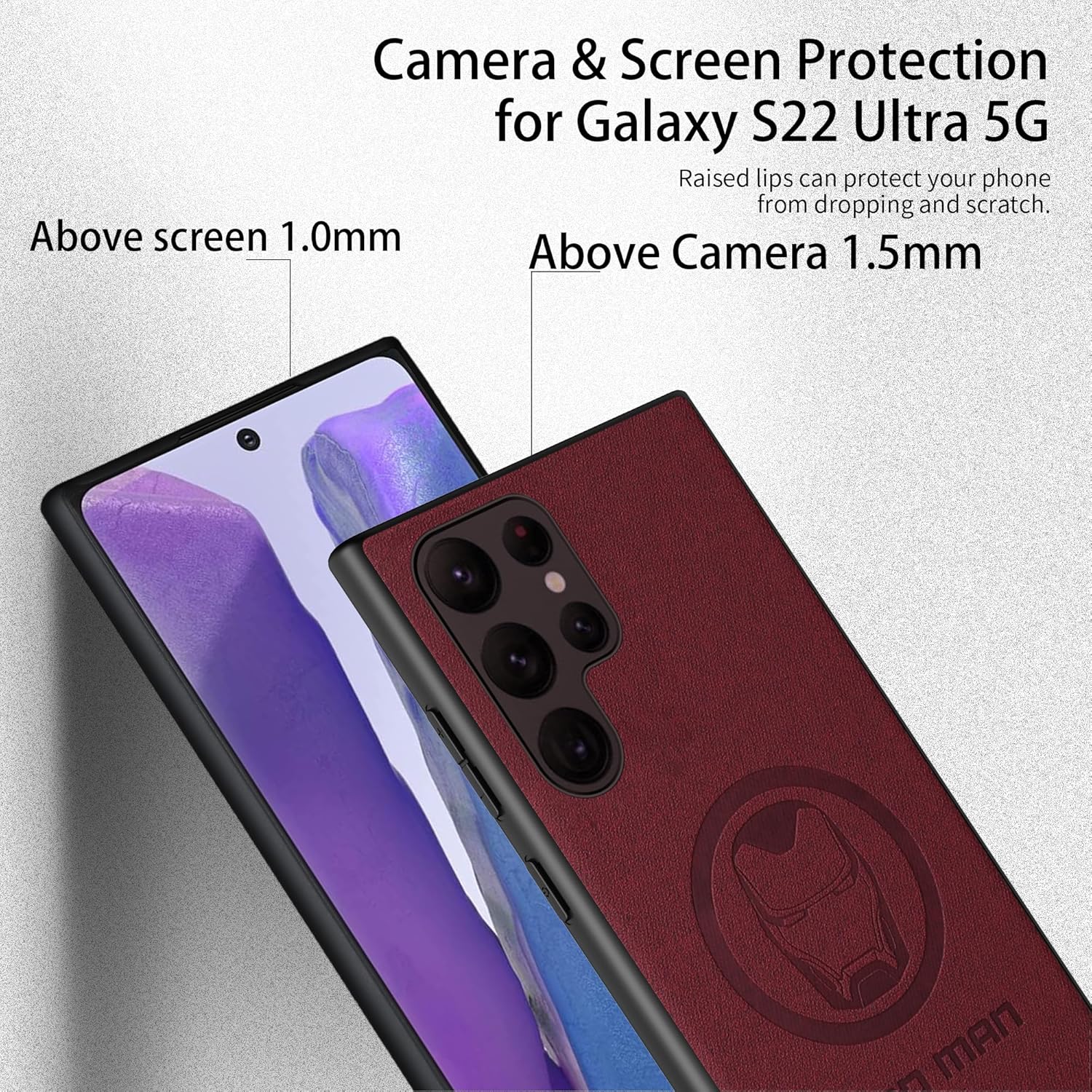 Funda para Galaxy S22 Ultra 5G, con personaje de superhéroe, compatible con Samsung S22 Ultra, color rojo vino