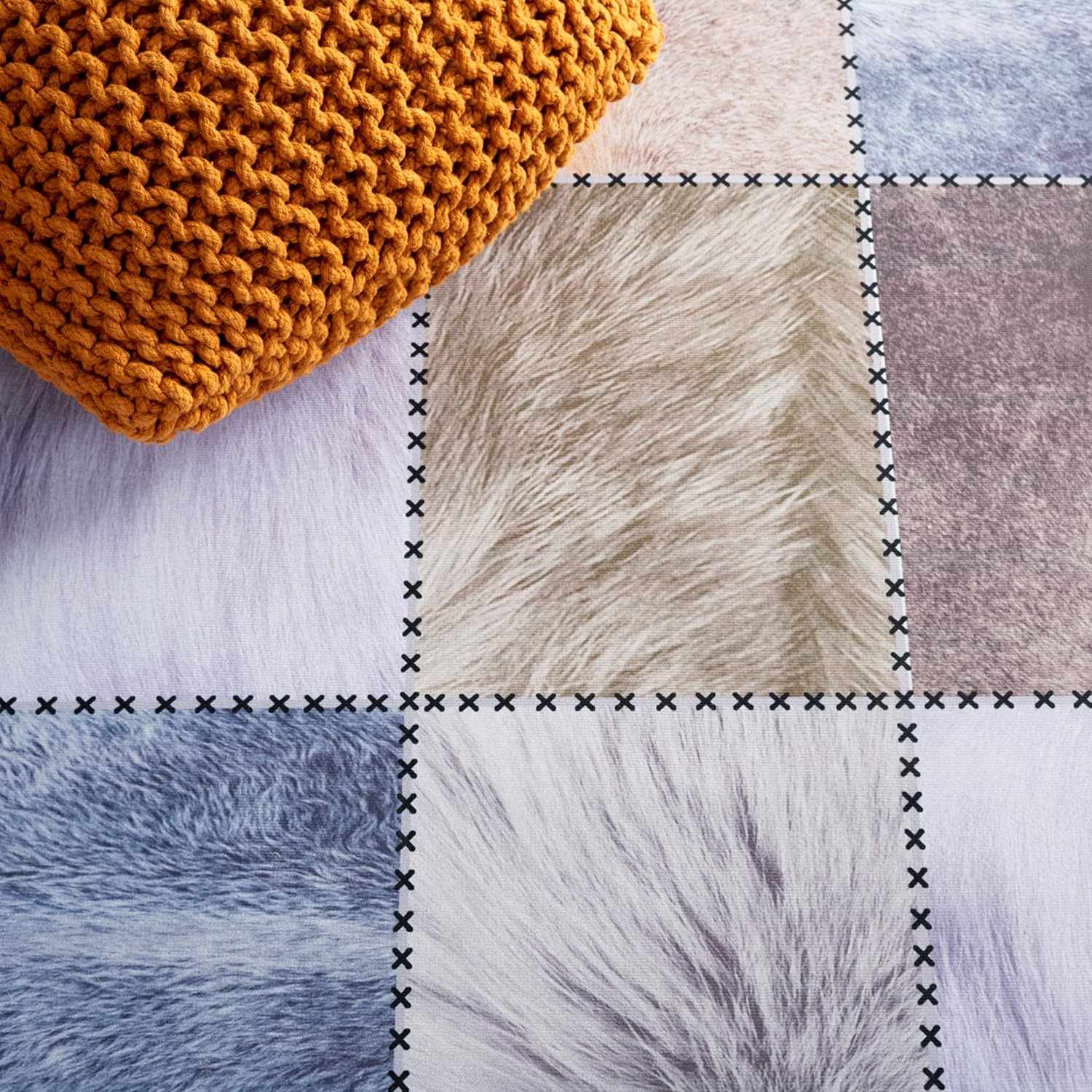 Safavieh Alfombra de área de la colección Faux Hide – 8 x 10 pies, diseño de retazos, no desprende pelusa y de fácil cuidado, lavable a máquina,