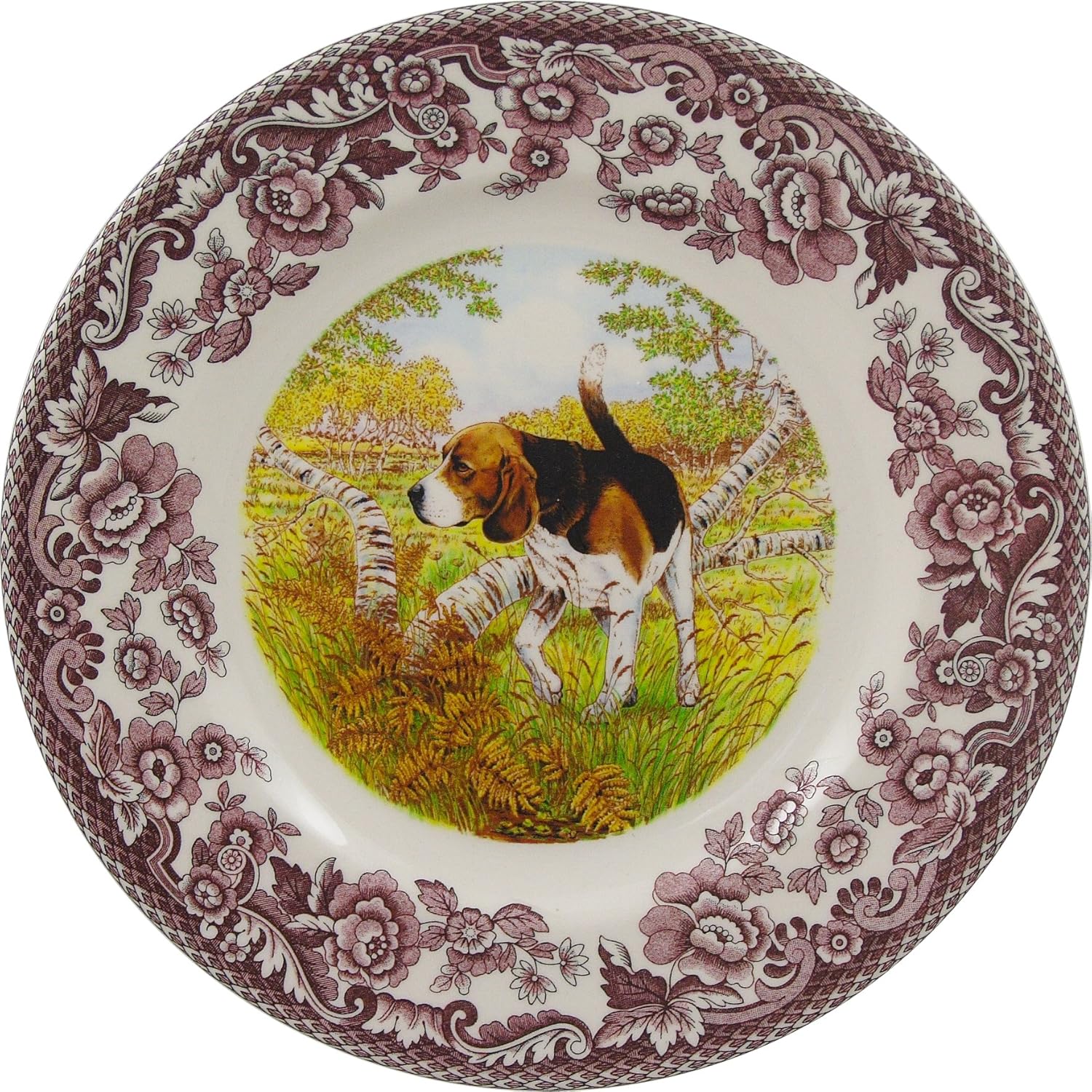 Spode Plato de bosque, Beagle  Decoración de cabaña de caza, cabaña de cabaña y cabaña  Fabricado en Inglaterra con loza fina  Apto para microondas