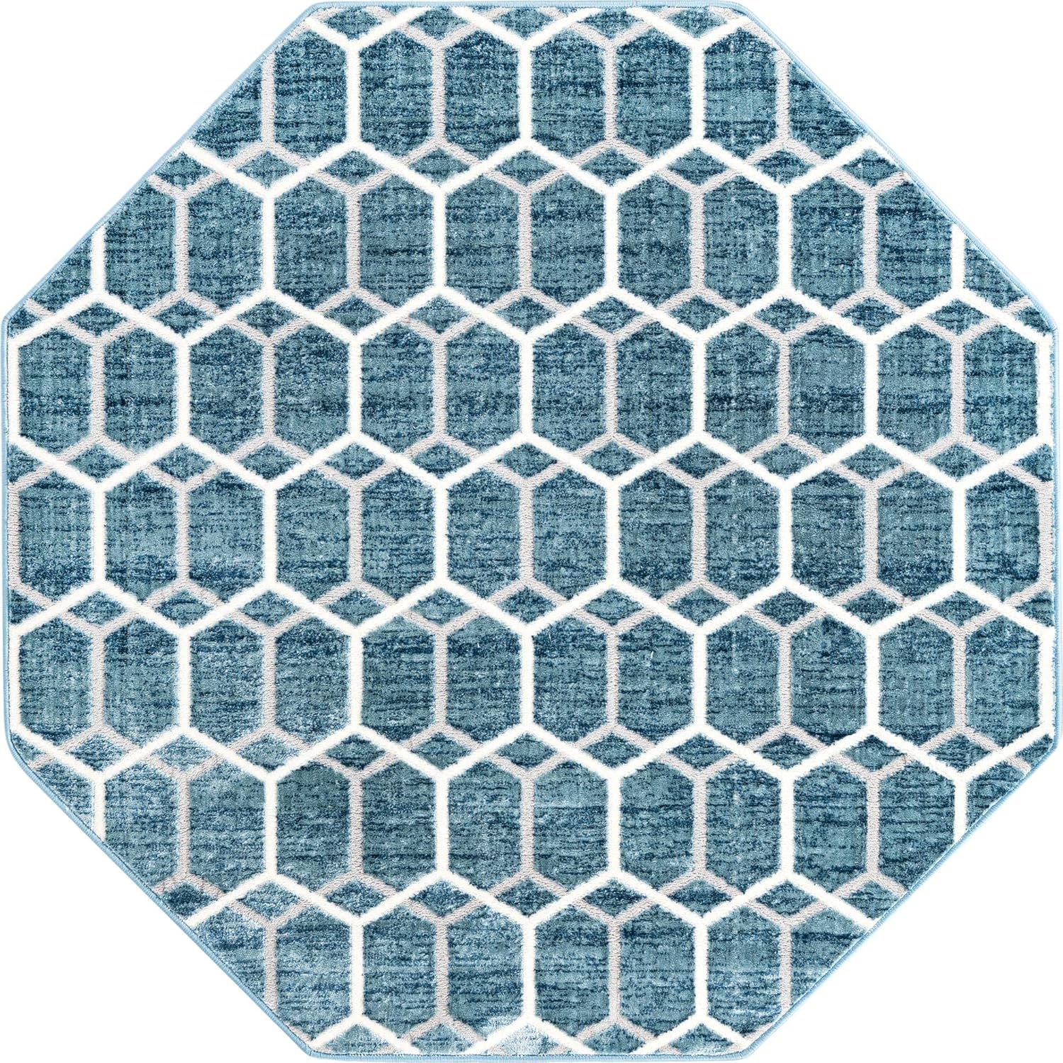 Unique Loom Matrix Trellis Collection – Alfombra de área (octágono de 5 pies 3 pulgadas, azulmarfil)