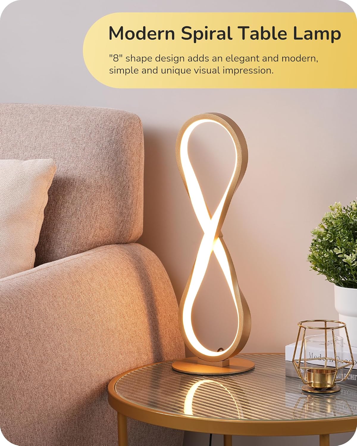 EDISHINE Lámpara de mesa LED, lámpara de noche con control táctil, temperatura de 3 colores, atenuación continua máxima de 475 lúmenes, lámpara de