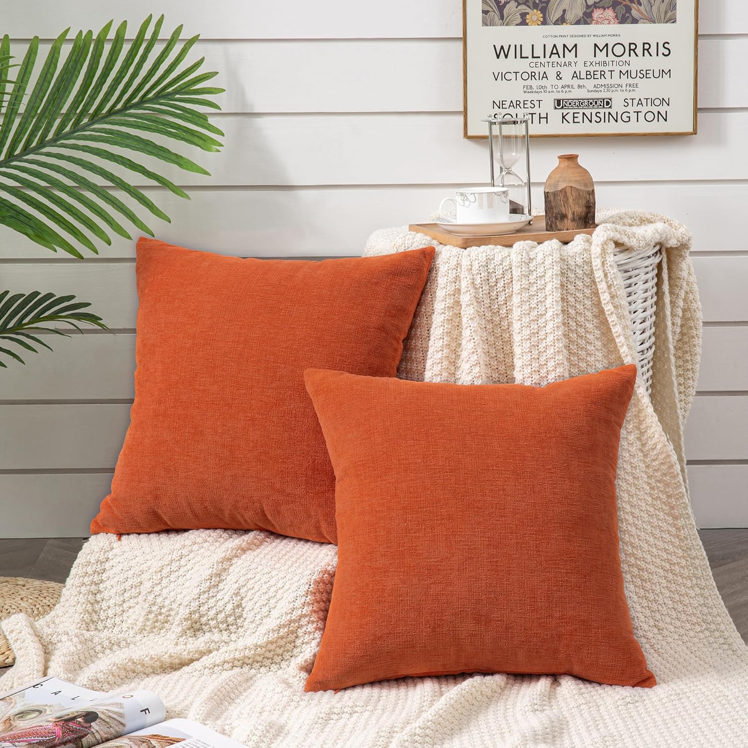 Juego de 2 fundas de almohada cuadradas decorativas de 22 x 22 pulgadas, almohadas de felpilla súper suaves, fundas de almohada de otoño para sala