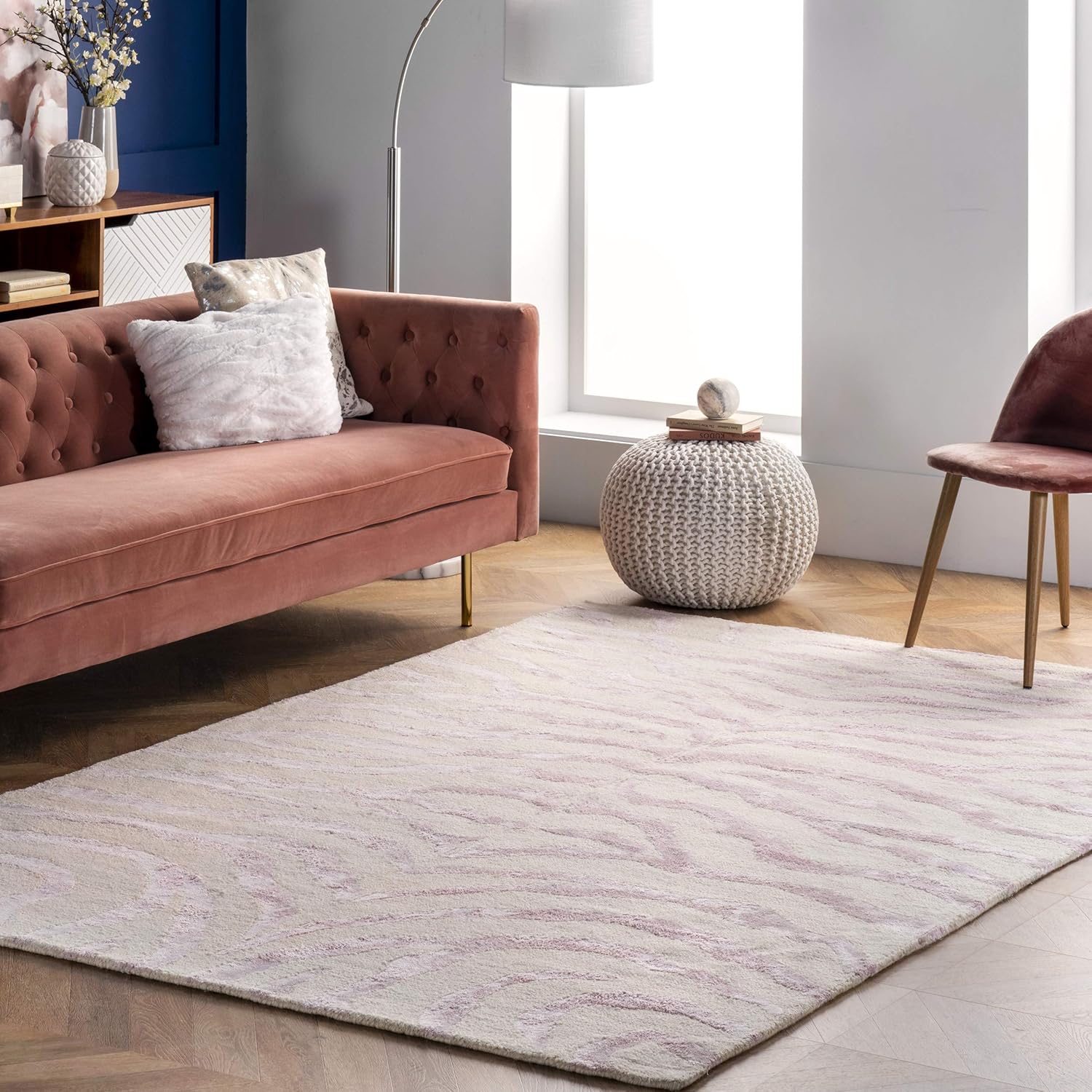 nuLOOM Alfombra de felpa con diseño de cebra, 6 x 9 pulgadas, color rosa