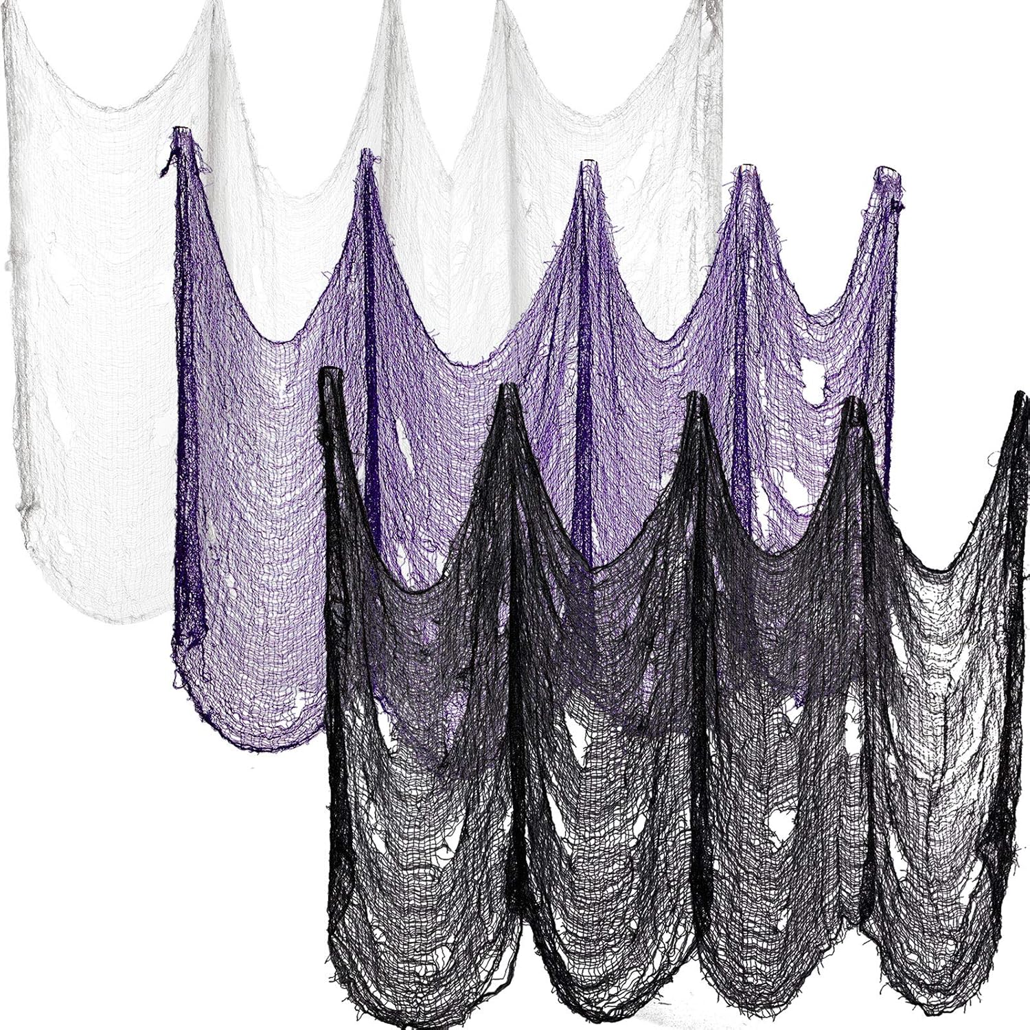Tela espeluznante de Halloween de gasa espeluznante de 29.6 x 120 pulgadas, decoraciones colgantes de Halloween para suministros de fiesta de