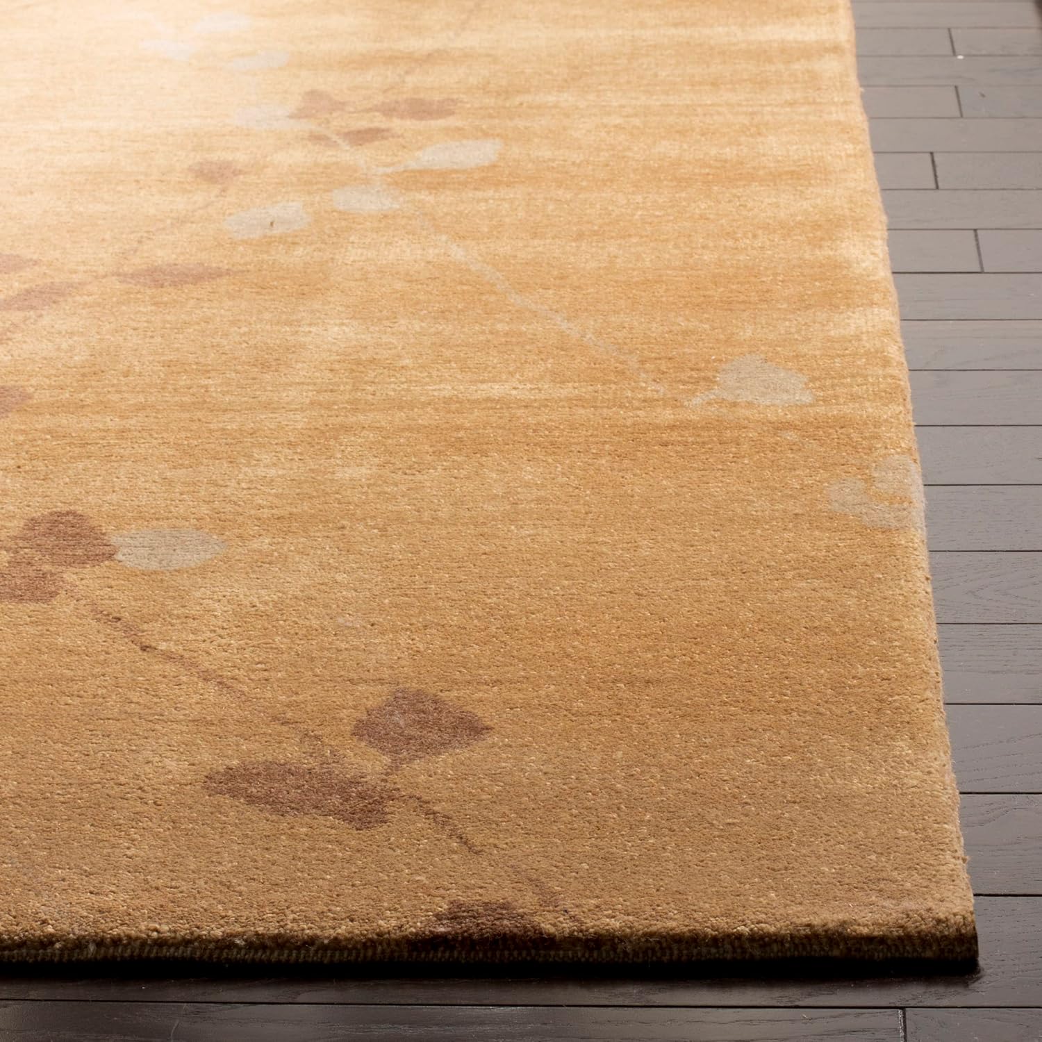 Martha Stewart Collection by SAFAVIEH – Alfombra de lana de 7 pies 9 pulgadas x 9 pies 9 pulgadas, color ámbar MSR5536A