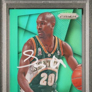 Gary Payton 2014 Panini Green Prizm Signed Basketball Card #209 Auto PSA Gary Payton 2014 Panini Green Prizm Signed Basketball Card #209 Auto PSA