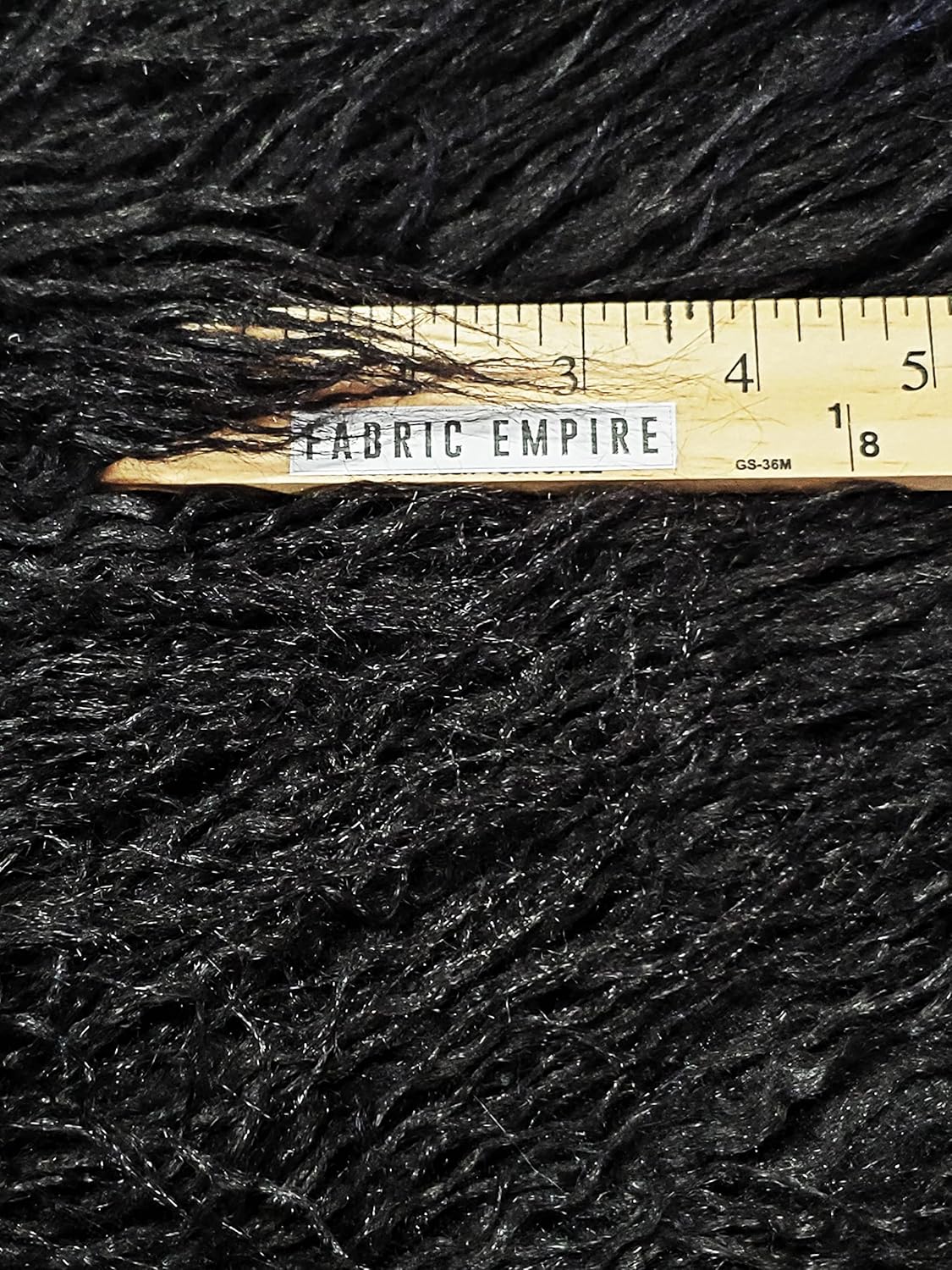 Imitación Animal Falsa Tela De Piel Sólida Pila Larga Rizado Alpaca Negro60 “AnchoS…