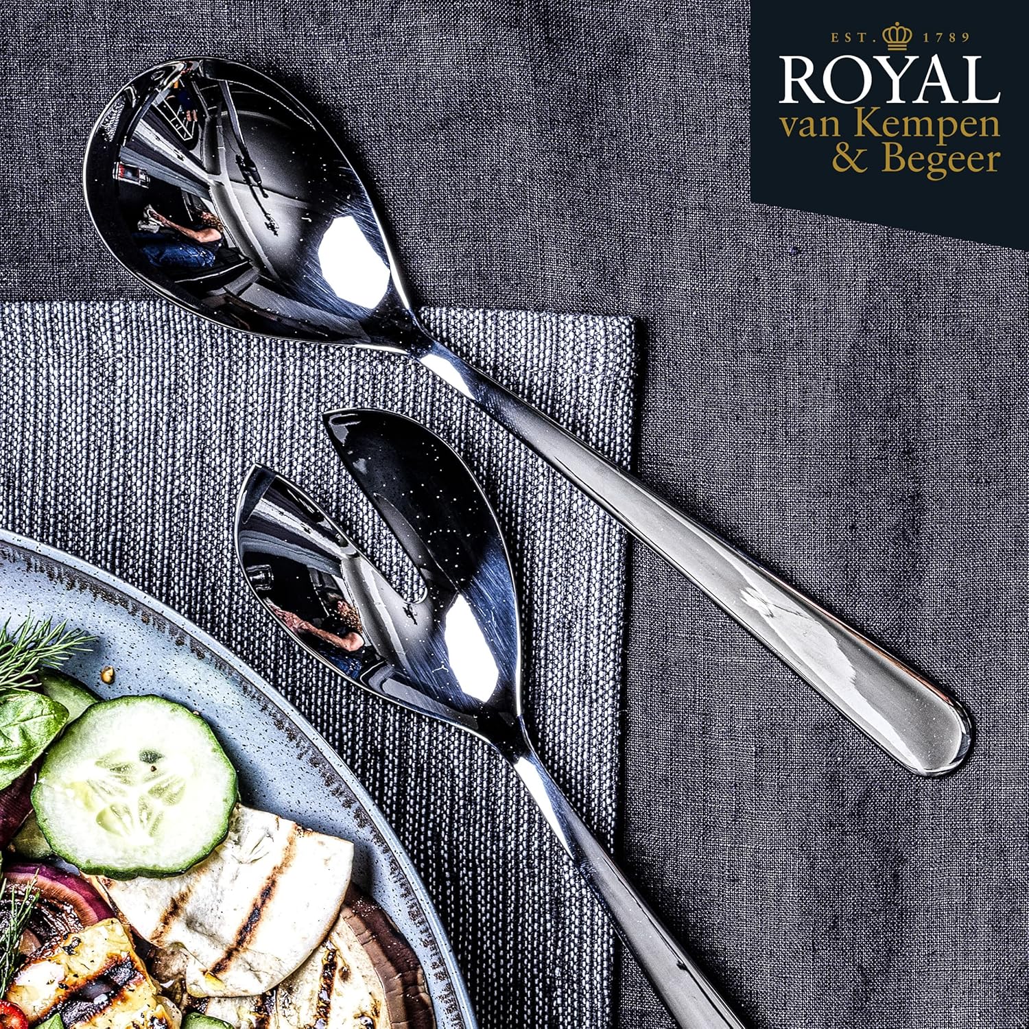 Royal van Kempen & Begeer Royal – Juego de servir (2 piezas) cuchara de ensalada + tenedor, 2 piezas, acabado de espejo