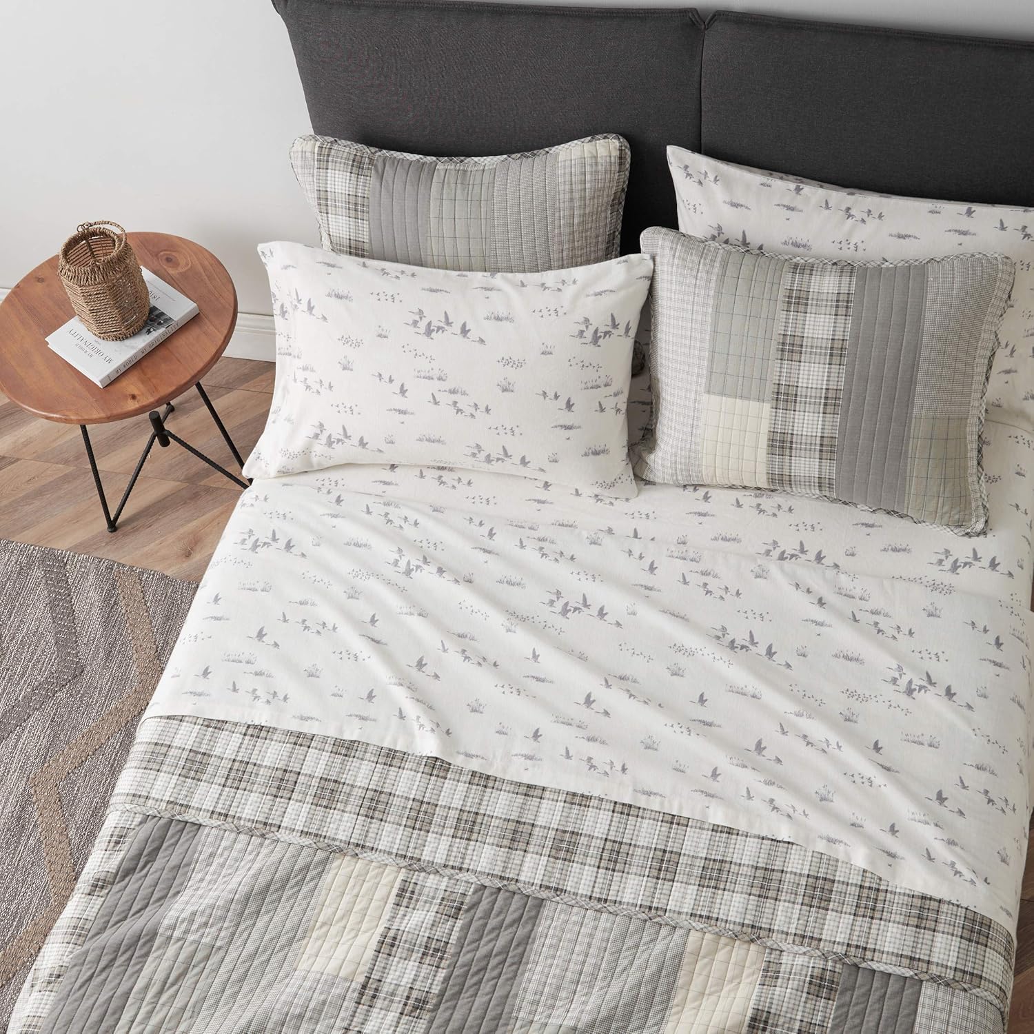 Eddie Bauer – Juego de sábanas de tamaño Queen, de franela de algodón, cepillado para mayor suavidad, acogedora decoración para el hogar (Geese
