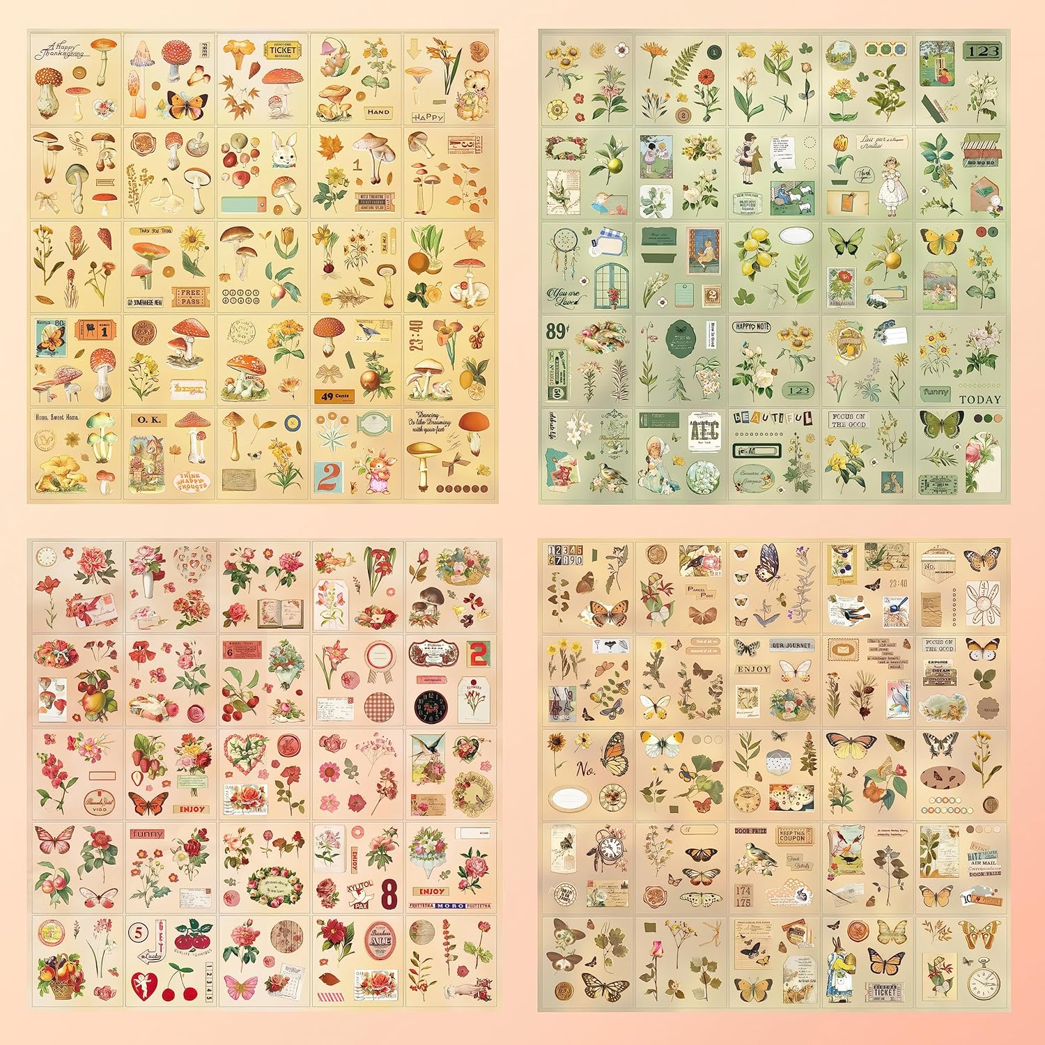 ELEDOO Kit de más de 500 piezas de suministros poéticos para álbumes de recortes, papel decorativo para manualidades con temática de personas y