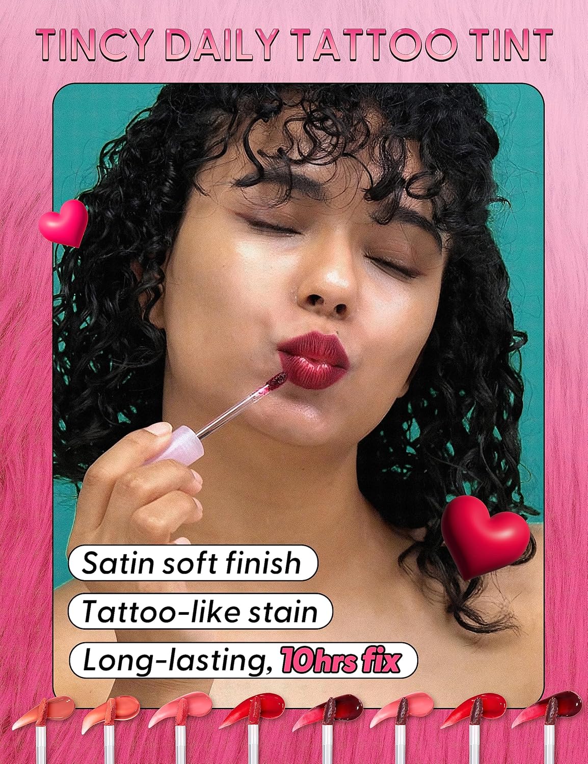 It’S SKIN Tincy – Tinte de labios semimate para todo el día, 0.13 onzas (05 Manhattan Cherry), sin transferencia, acabado satinado suave,