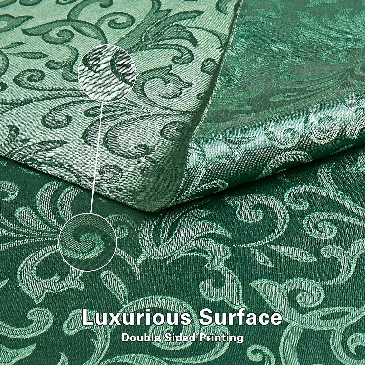 HommxJF Mantel rectangular de damasco de desplazamiento verde jacquard, 60 x 120 pulgadas, mantel lavable para mesa de comedor, fiestas de bufé y
