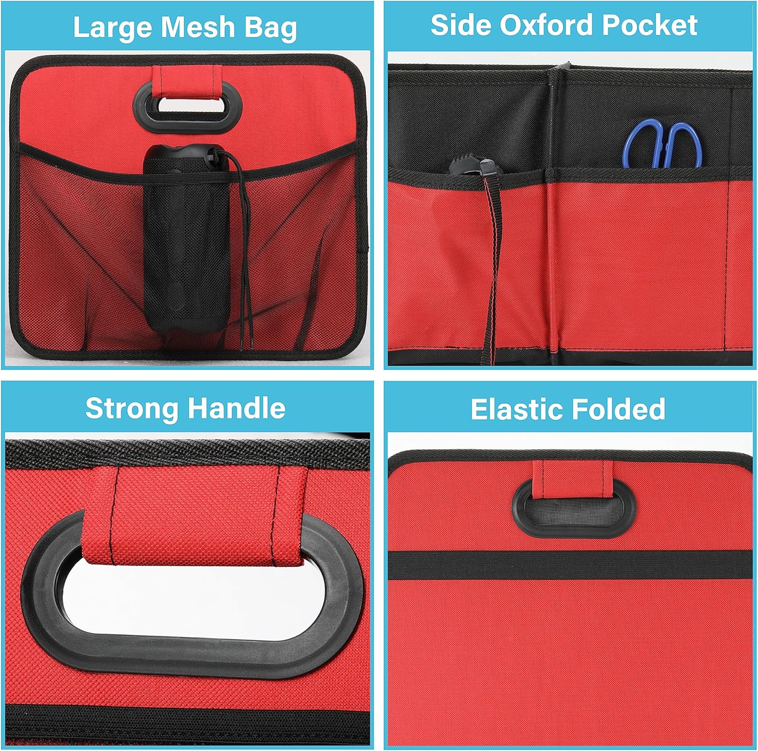 Simple Deluxe Organizador de maletero de automóvil, 2 compartimentos, almacenamiento plegable para maletero, diseño antideslizante, hecho de