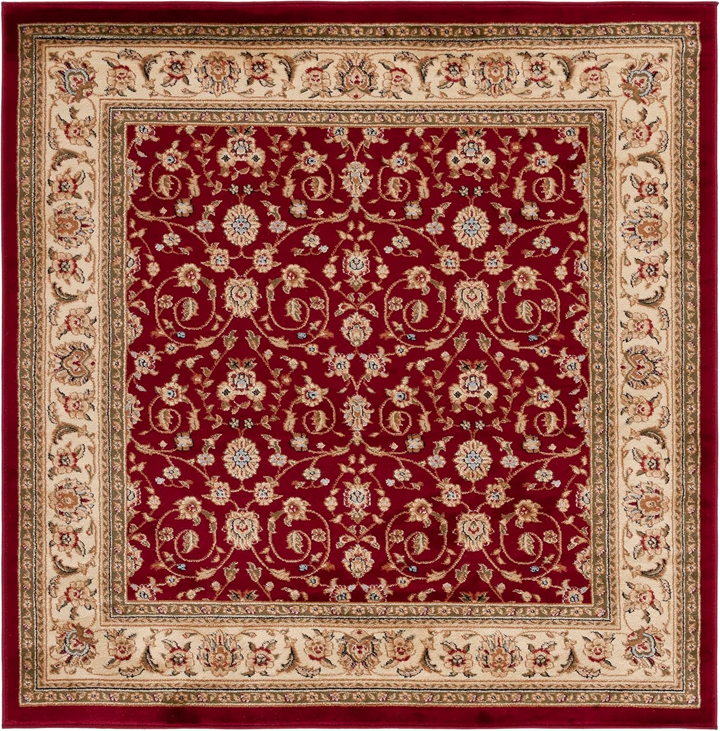 Safavieh Lyndhurst Collection LNH312A – Alfombra cuadrada de 4 pies, color rojomarfil