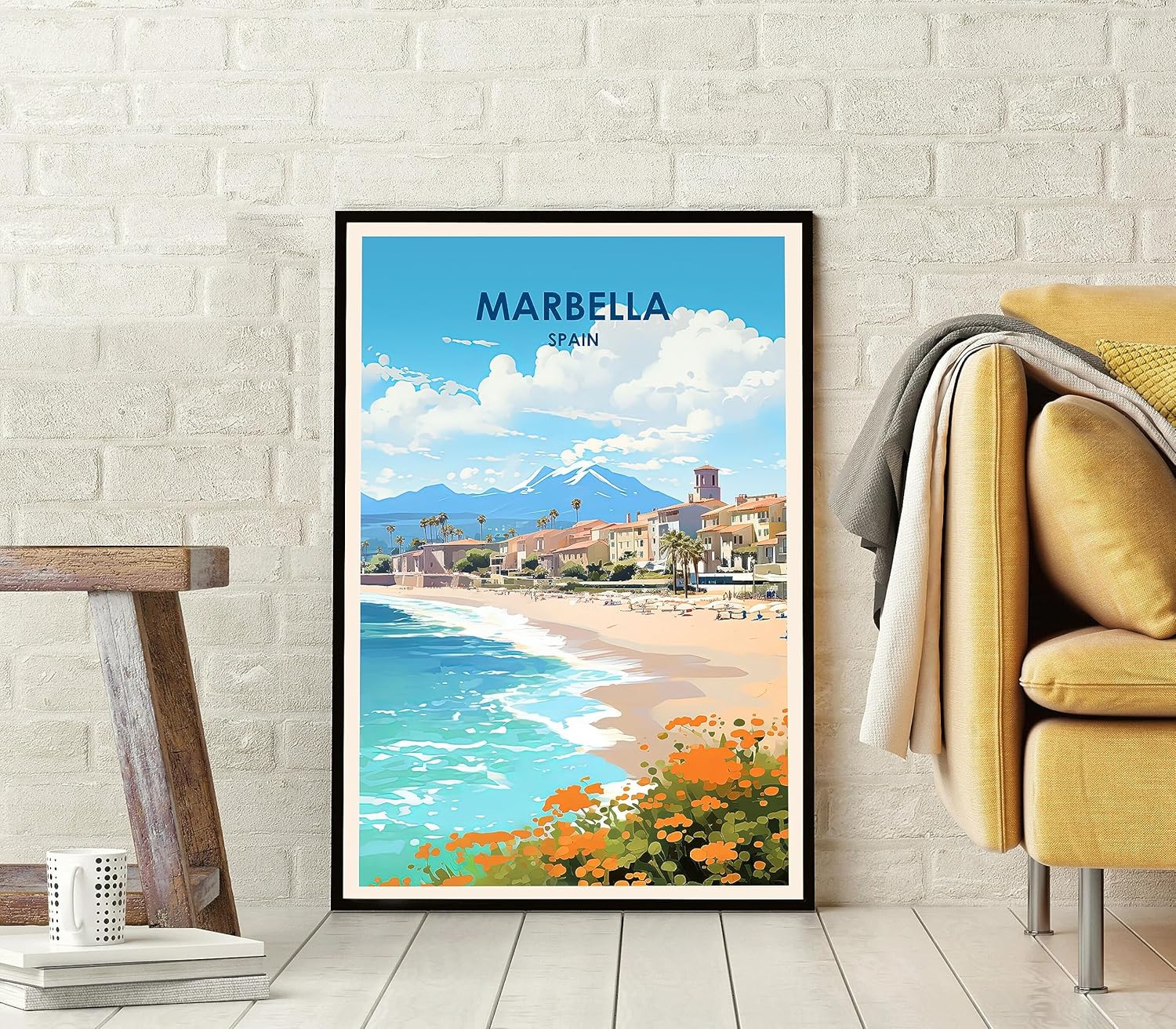 Póster de viaje de Marbella, póster de Marbella, impresión de Marbella, póster de paisaje de la ciudad, póster colorido, carteles de viaje, arte de