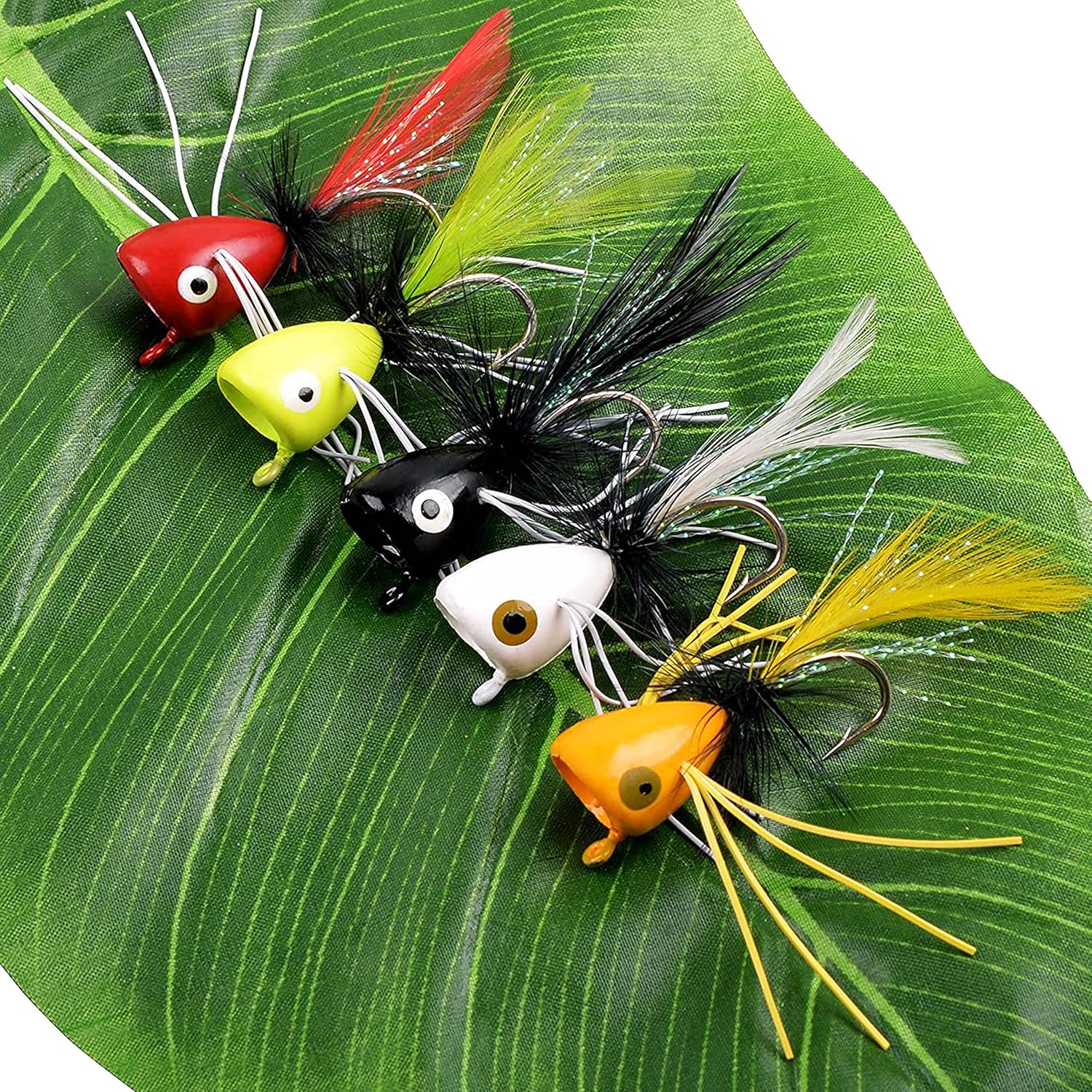 Popper – Kit de señuelos de pesca con mosca seca, para lubina, mosca, pesca con mosca, panfish popper, moscas y insectos (10 unidades)