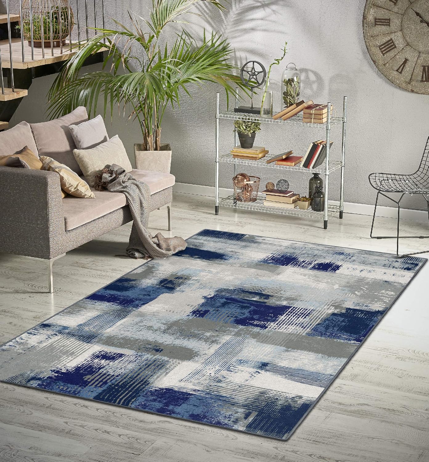 Brumlow MILLS Zora – Alfombra abstracta lavable a máquina para interiores y exteriores, para oficina en casa, sala de estar o dormitorio, comedor o