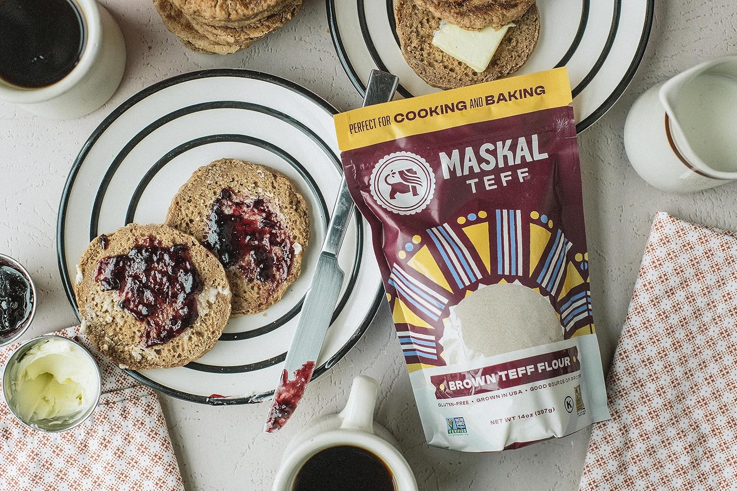 Maskal Teff Harina de Teff marrón, 14 onzas