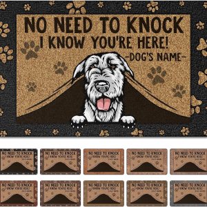 PREZZY Tapete de puerta personalizado con nombre de perro de lobo irlandés, tapete de bienvenida para interiores y exteriores, tapete antideslizante PREZZY Tapete de puerta personalizado con nombre de perro de lobo irlandés, tapete de bienvenida para interiores y exteriores, tapete antideslizante