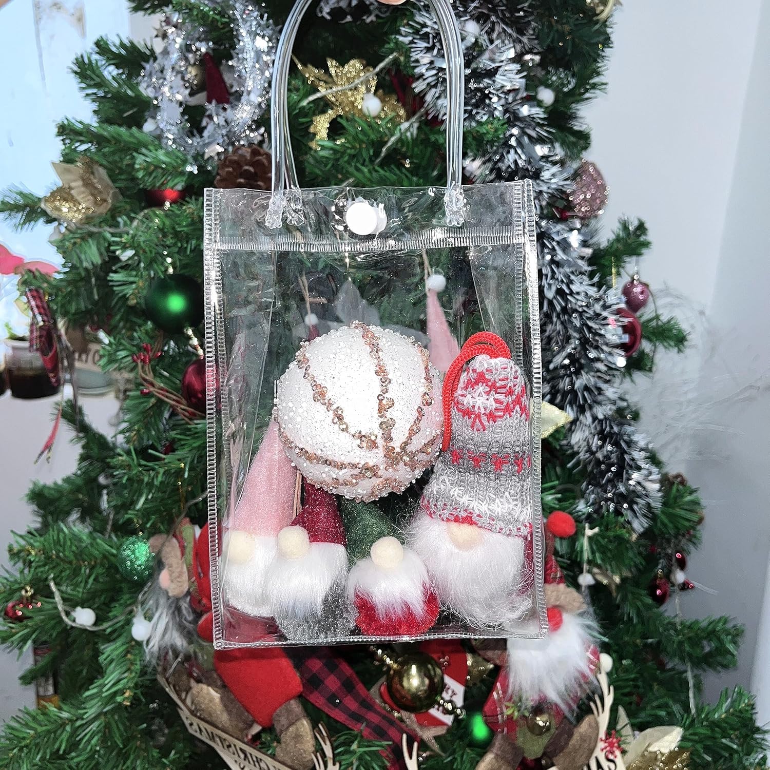 25 bolsas de regalo de PVC transparente con asas, pequeñas bolsas de plástico transparentes, bolsas de compras reutilizables para bolsas de dulces