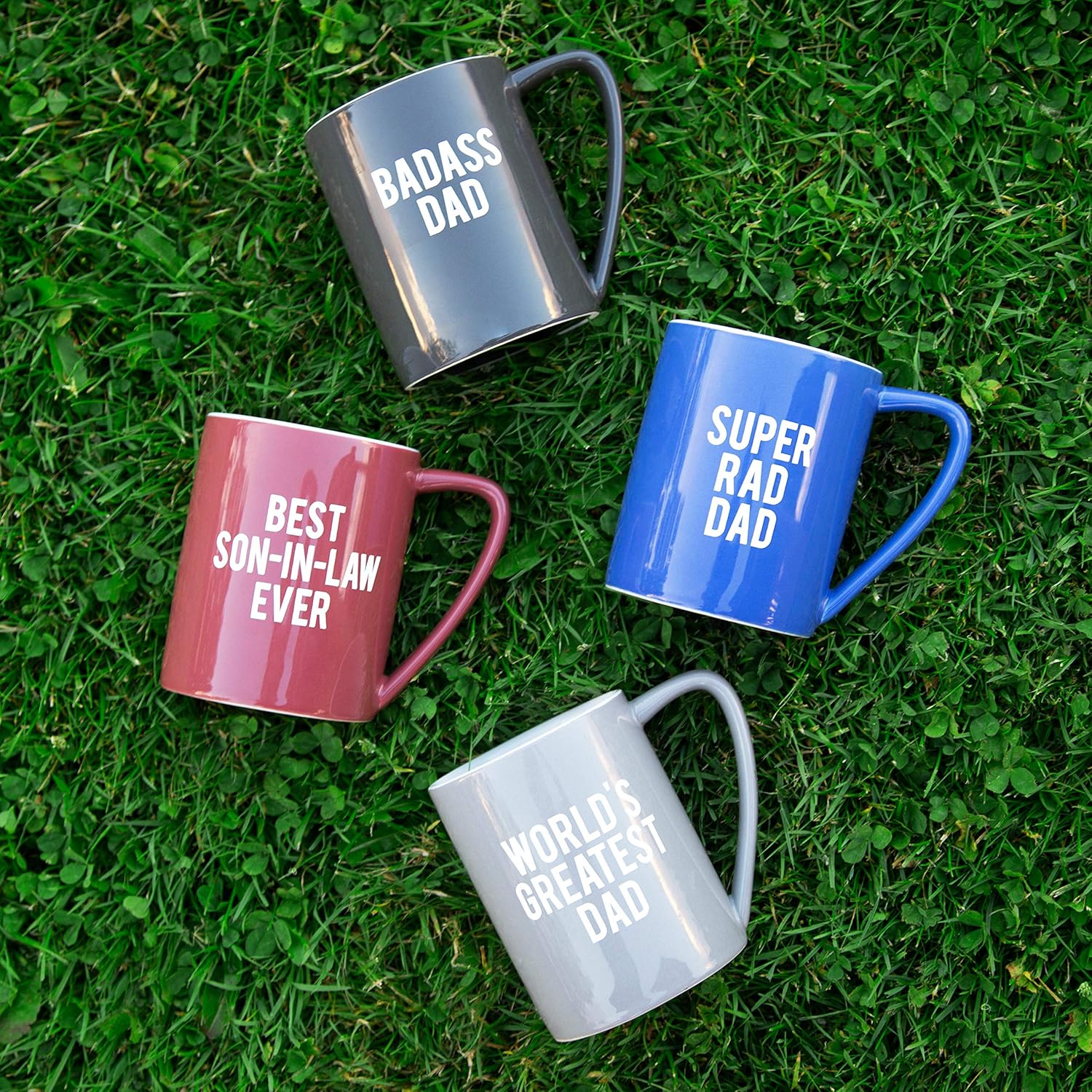 Pavilion Gift Company Badass Dad- Taza de café grande de 18 onzas, color gris oscuro, 18 onzas, color gris