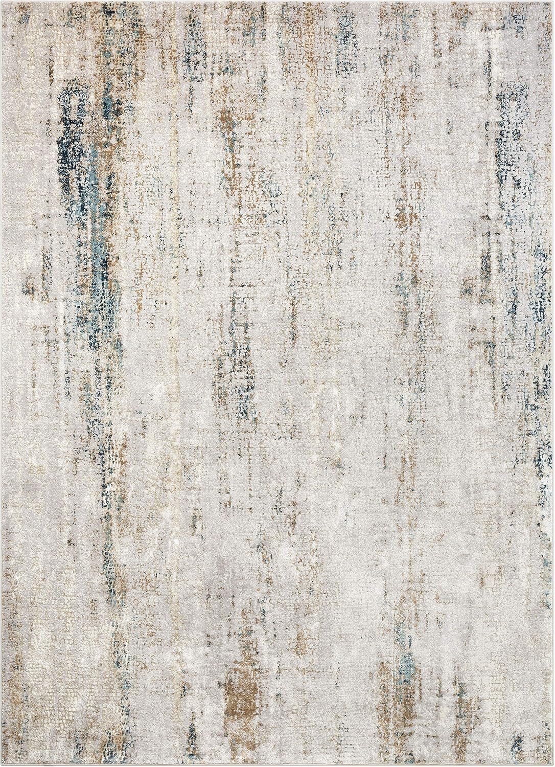 Well Woven Lada – Alfombra vintage envejecida beige y azul (5 pies 3 pulgadas x 7 pies 3 pulgadas)