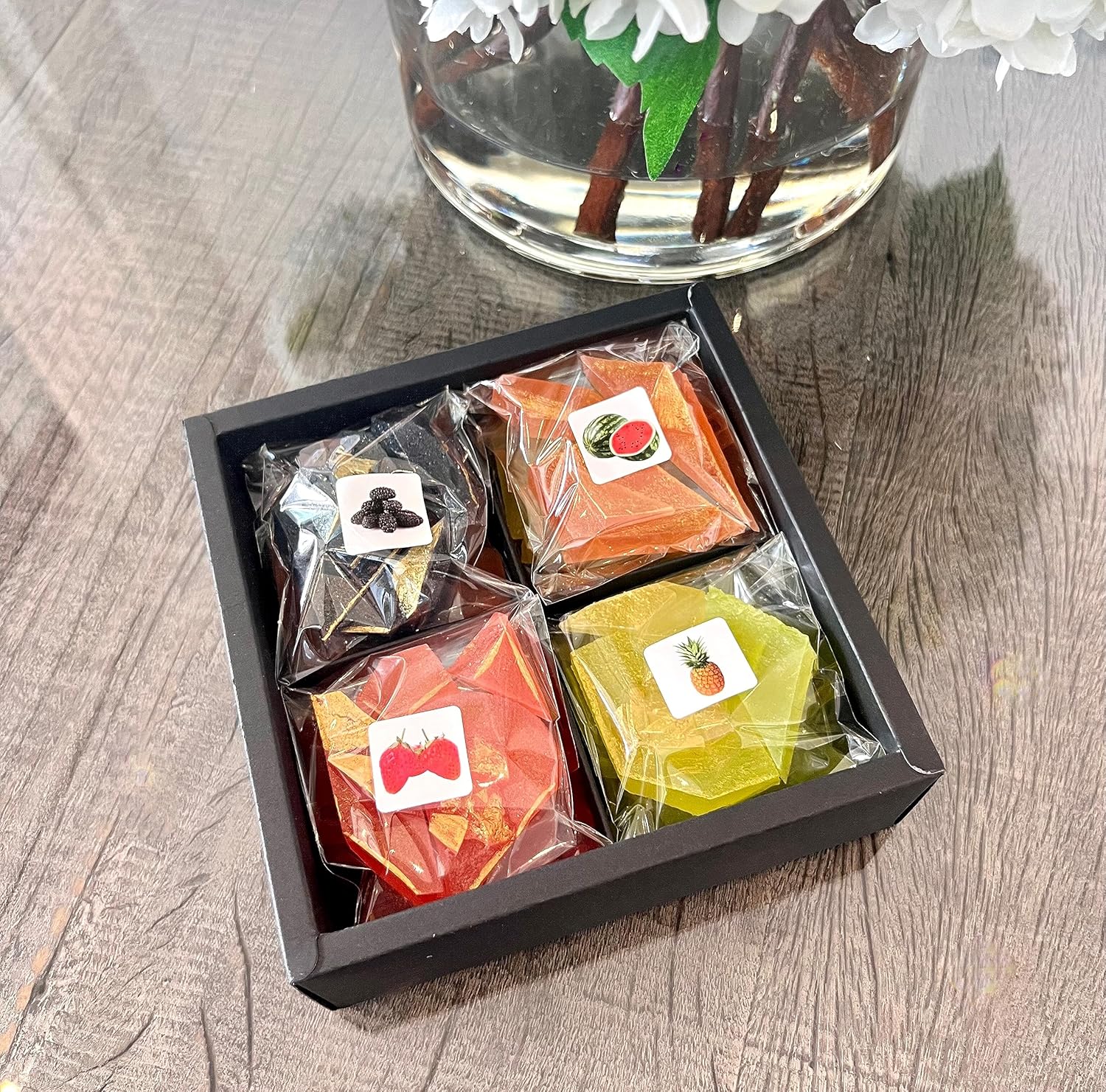 Caja de 8 sabores, caramelo de cristal Kohakutou, caramelo vegano sin gluten totalmente natural, caramelo de gelatina de cristal de piedras