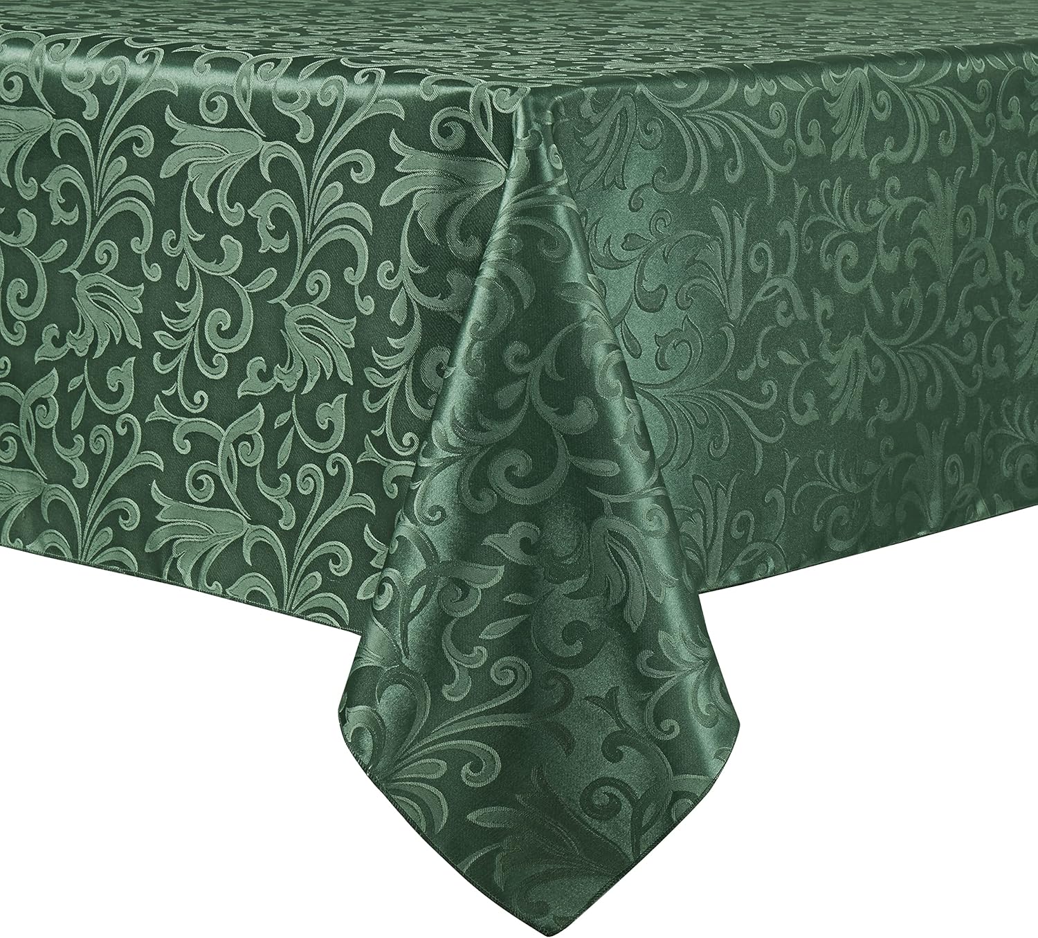 HommxJF Mantel rectangular de damasco de desplazamiento verde jacquard, 60 x 120 pulgadas, mantel lavable para mesa de comedor, fiestas de bufé y