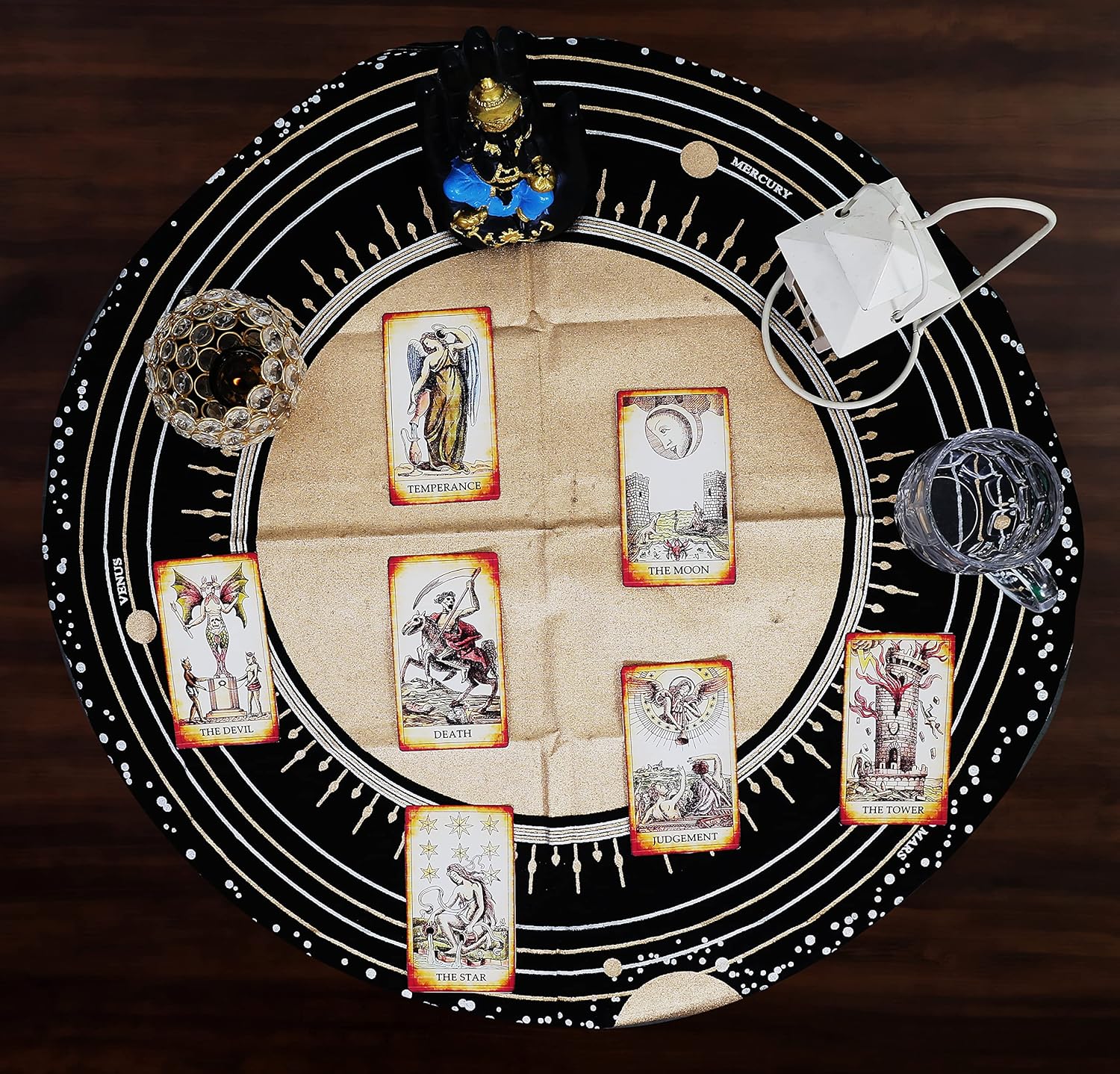 Indian Consigners Tela de altar planetas espirituales, estrellas rituales y galaxia, hermoso sistema solar, mantel de altar de 24 x 24 pulgadas