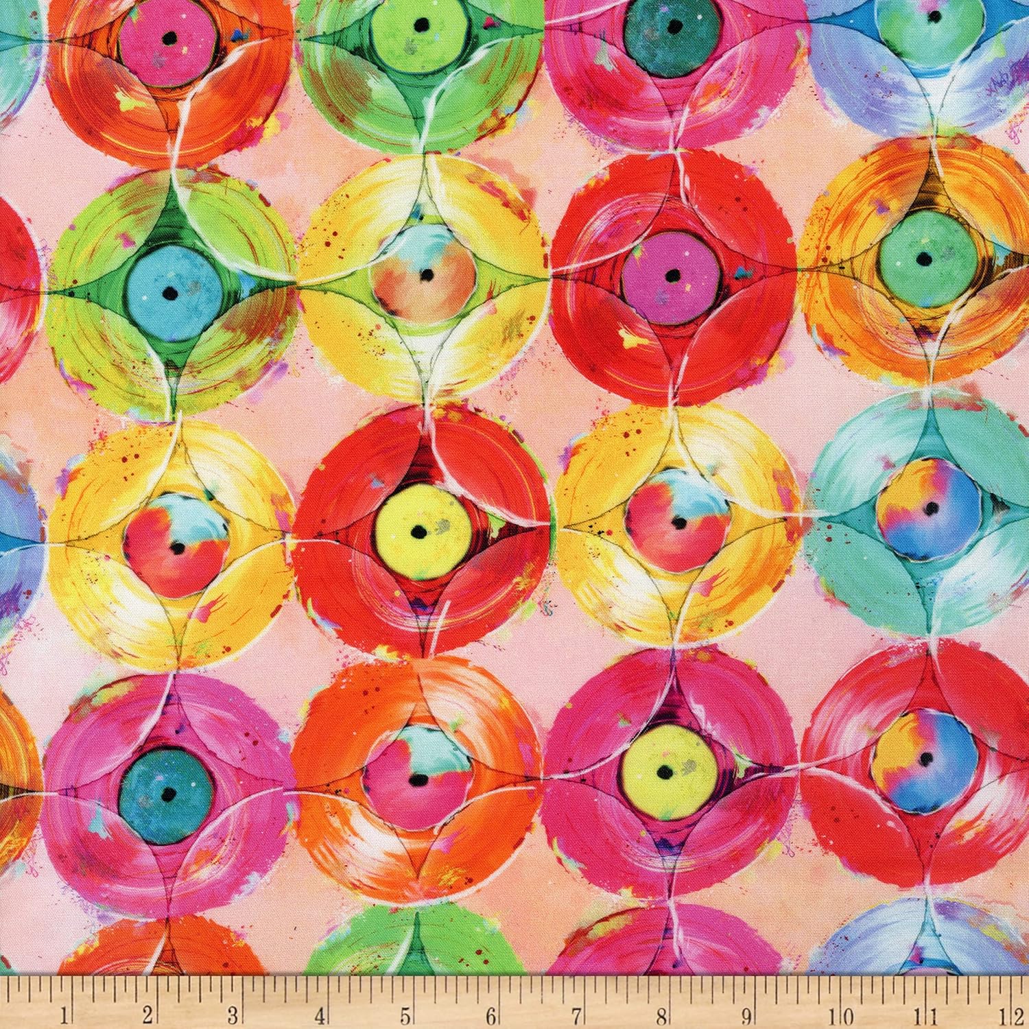 3 Wishes Fabric 3 Wishes Digital Rhythm & Hues – Tela de algodón Allover Records, Multi Yard