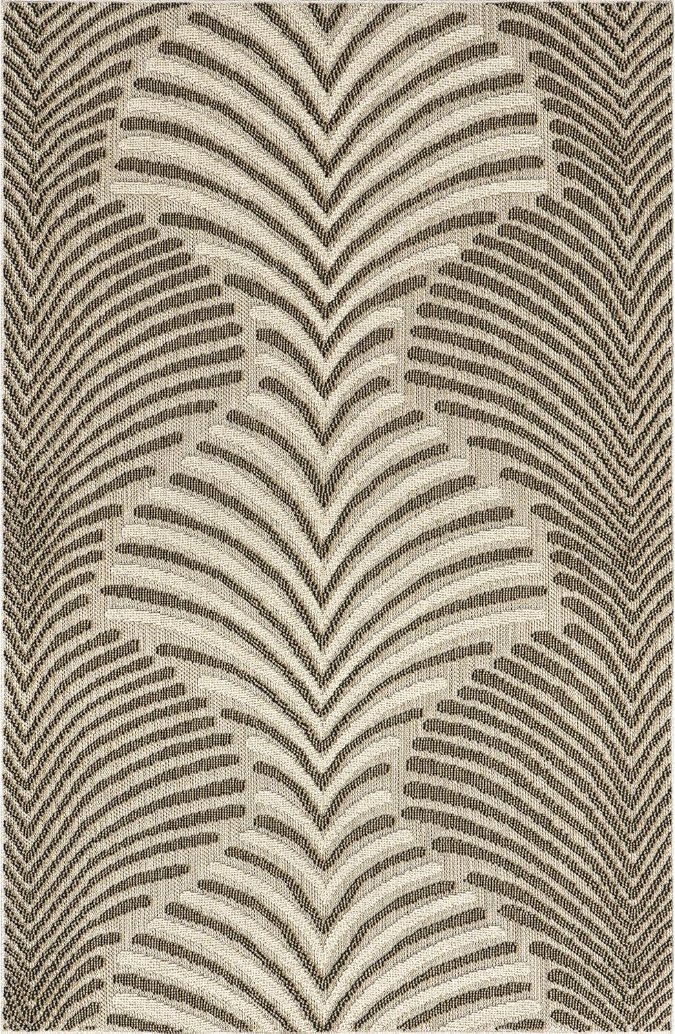 nuLOOM Mandie Modern Zebra – Alfombra de área para interiores y exteriores, 7 x 9 pies, color beige