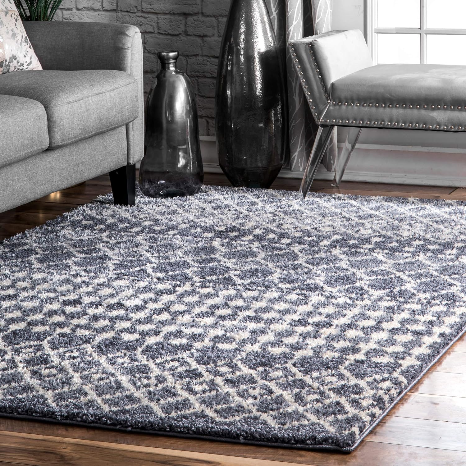 nuLOOM Alfombra marroquí Barbara Accent 2×3, gris