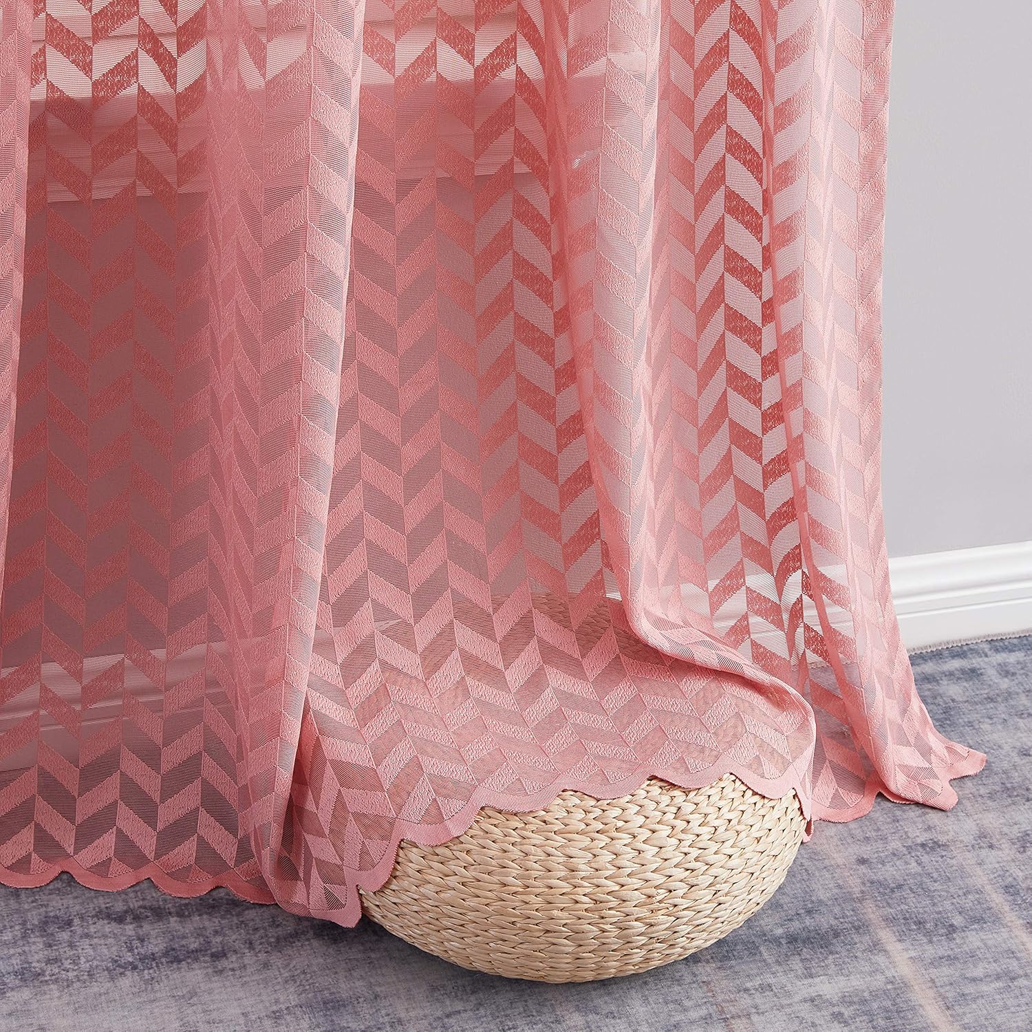 HLC.ME Paneles de cortinas gruesas semitraslúcidas con dobladillo para barra, para ventana de dormitorio y sala de estar, juego de 2 (54 pulgadas de