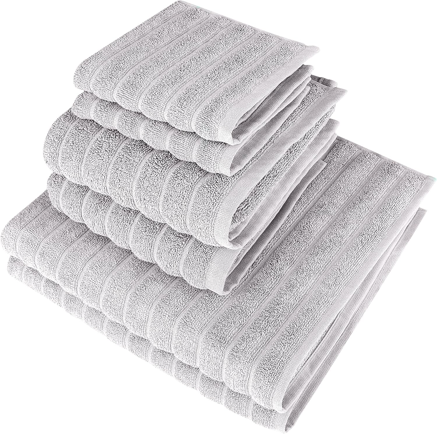 Classic Turkish Towels – Juego de 6 toallas de lujo – 2 toallas de baño, 2 toallas de mano y 2 toallas pequeñas, 100% algodón turco, toallas de