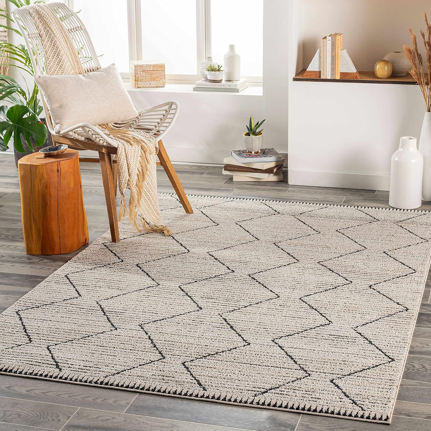 Hauteloom Casablanca Collection – Alfombra para sala de estar y dormitorio, acogedora alfombra marroquí de granja, color negro, marrón, beige, 5