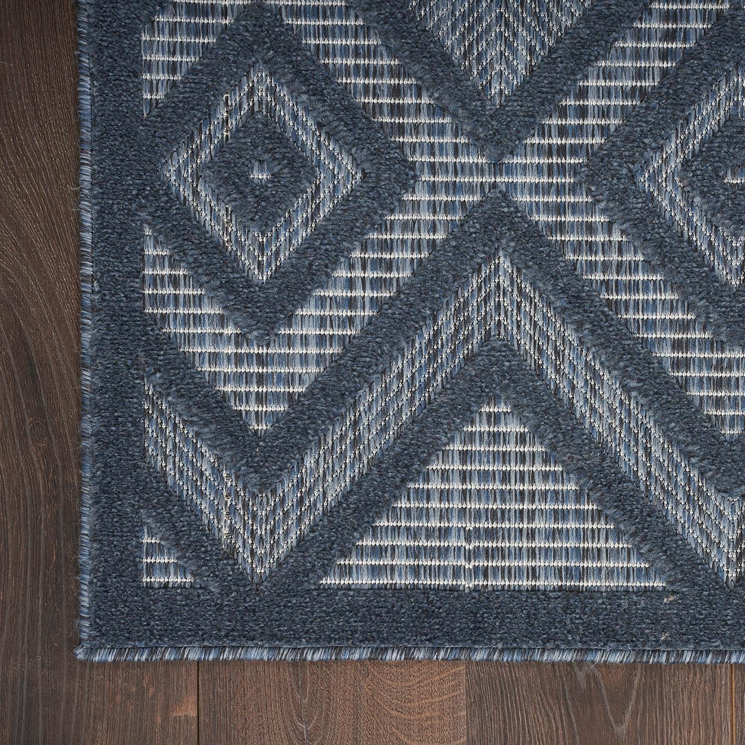 Nourison Alfombra versátil para interiores y exteriores, color azul marino, de 5 x 7 pies, fácil de limpiar, no se desprende, para dormitorio, sala