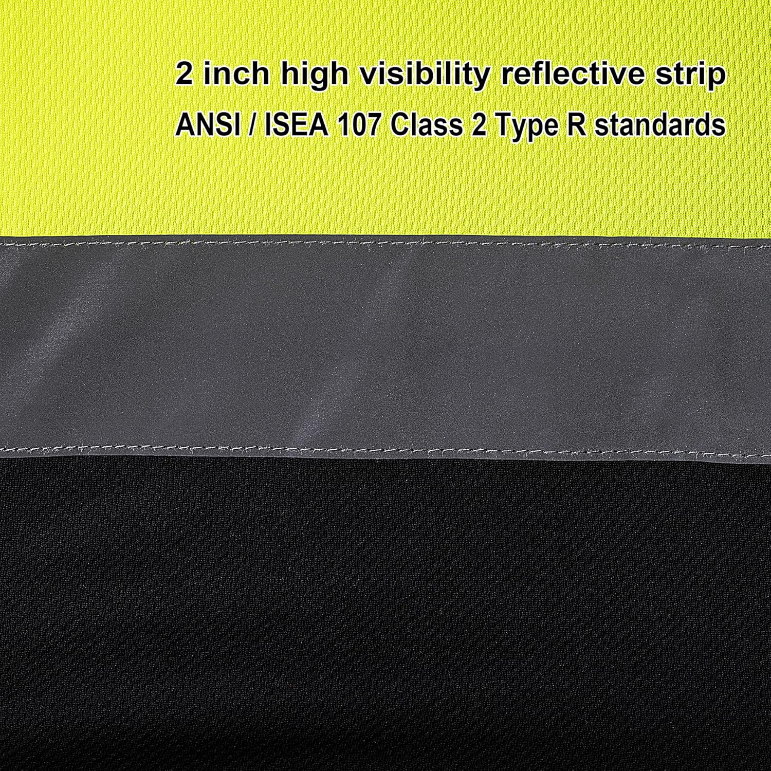 ProtectX Camisetas de seguridad reflectantes de manga larga resistentes para hombre, de alta visibilidad para construcción, clase 2-3 tipo R