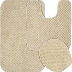 Garland Rug Cabernet – Alfombra de baño, juego de 3 piezas, lino Garland Rug Cabernet – Alfombra de baño, juego de 3 piezas, lino