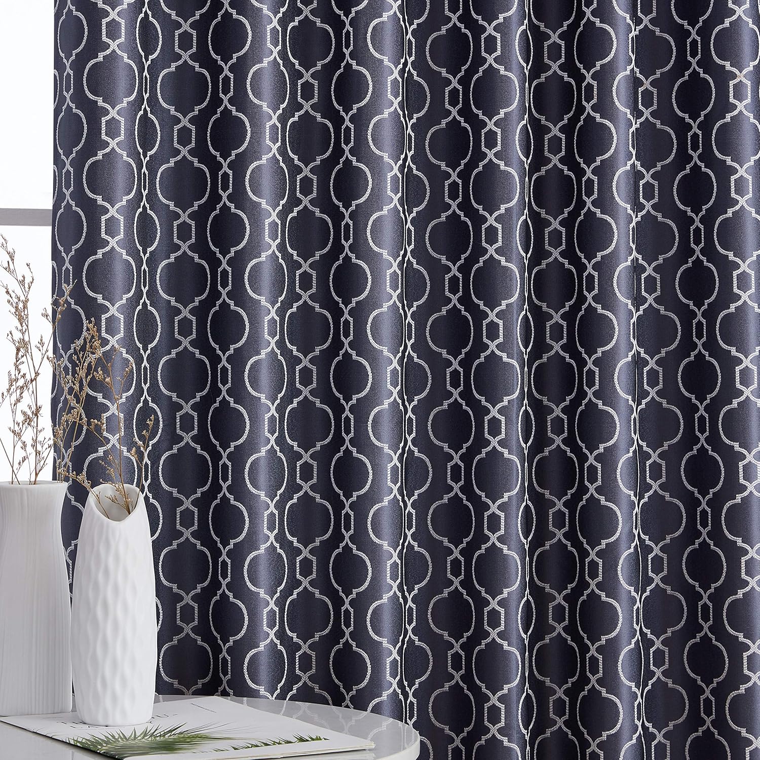 HLC.ME Franklin – Cortinas de paneles 100% opacas, diseño marroquí, con bolsillo para cortinero, con aislamiento térmico, ahorro de energía, bloquea