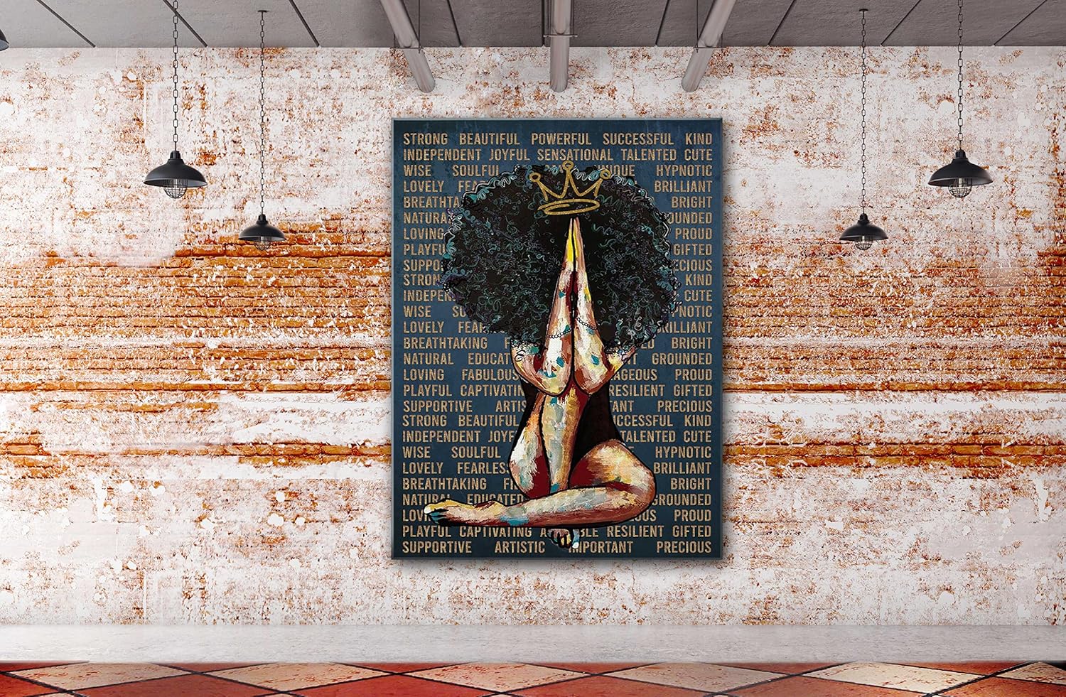 Lienzo mágico para pared de Black Girl, obra de arte de pared afroamericana enmarcada para sala de estar, dormitorio, oficina o decoración del