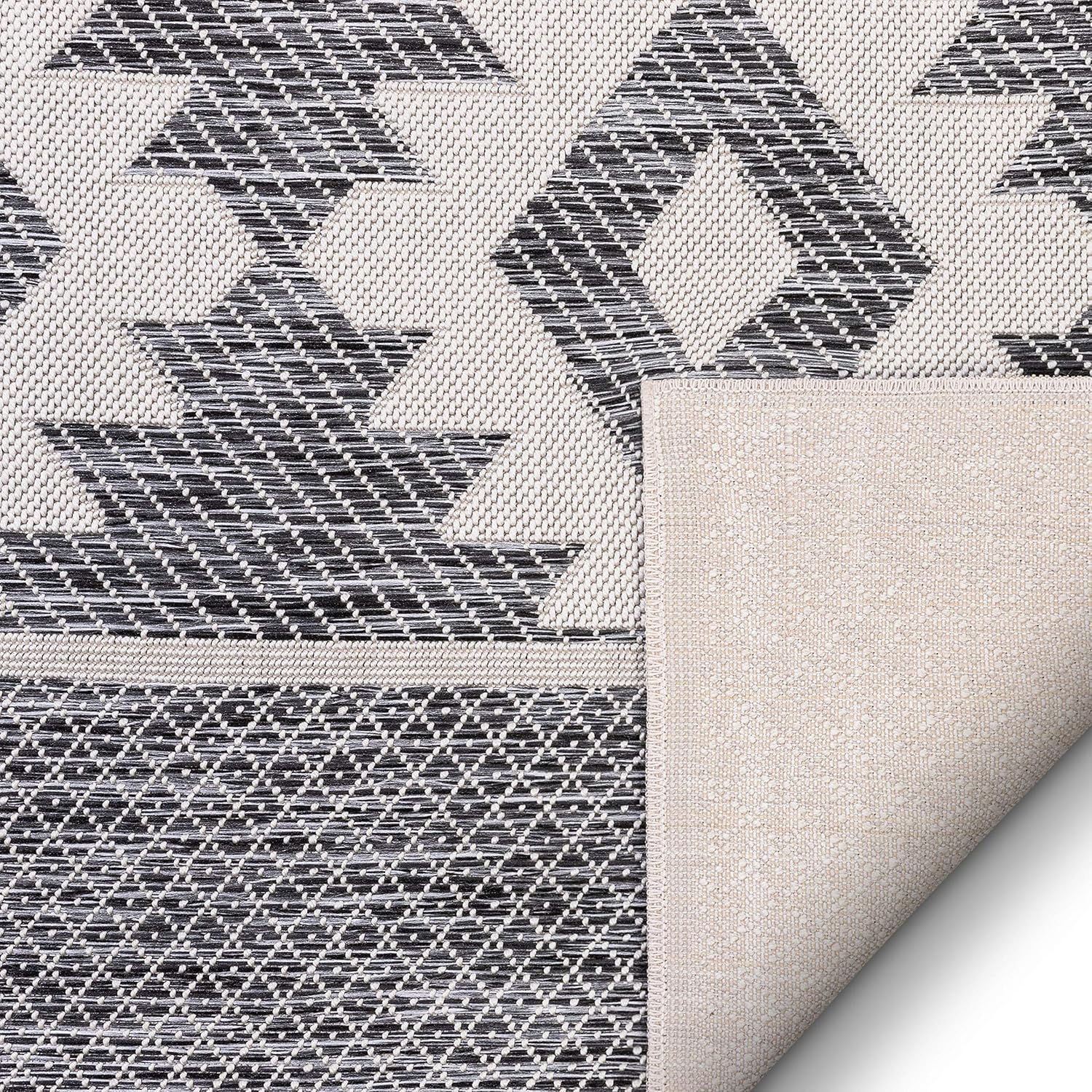 Well Woven Povie – Alfombra gris del suroeste de tejido plano con patrón de medallón de diamante (3 pies 11 pulgadas x 5 pies 3 pulgadas)