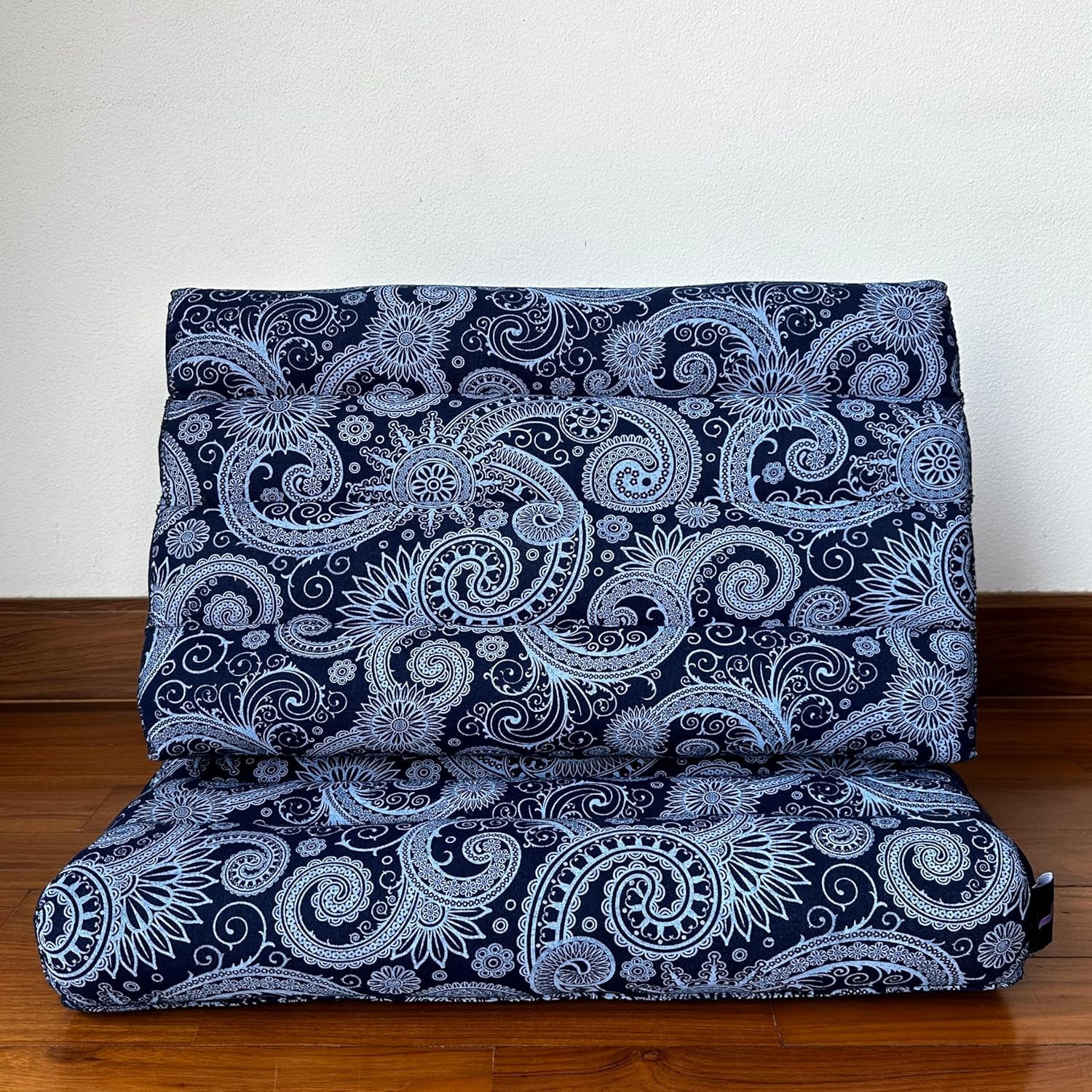 LEEWADEE Tapete plegable con cojín triangular, cómodo cojín de TV, colchón plegable con cojín hecho de Kapok ecológico, 30 x 20 pulgadas, azul y