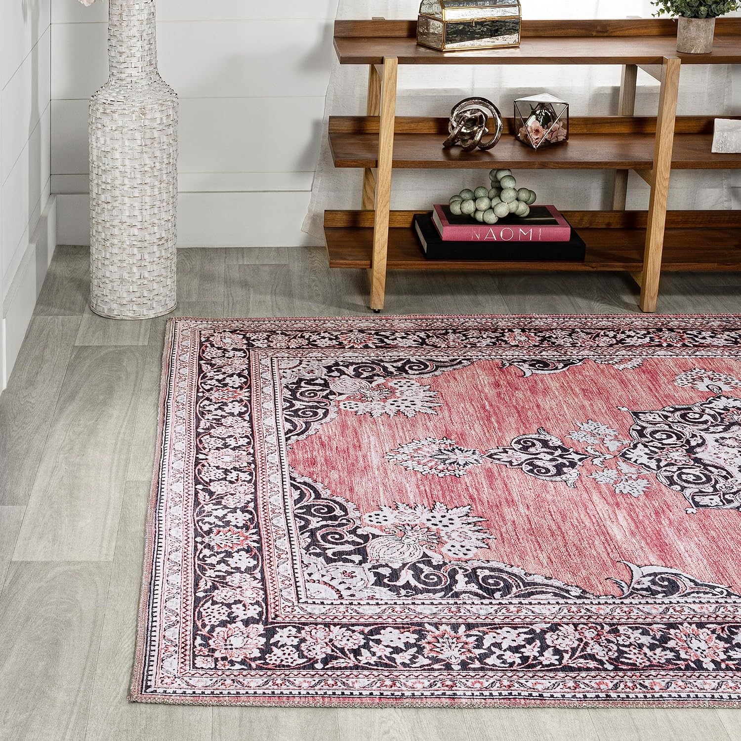 Eyely HSW201B-8 Bausch – Alfombra lavable de felpilla envejecida para interiores, clásica, de mediados de siglo, rústica para dormitorio, cocina,