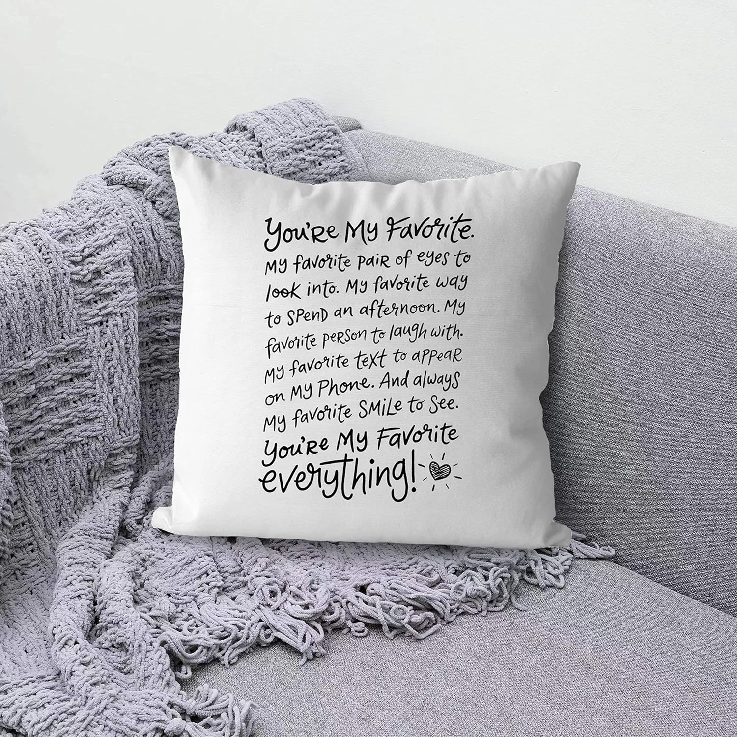 Sweet Sayings You’Re My Favorite Decor – Funda de almohada decorativa de 18 x 18 pulgadas, funda de almohada decorativa con refranes de amor para el