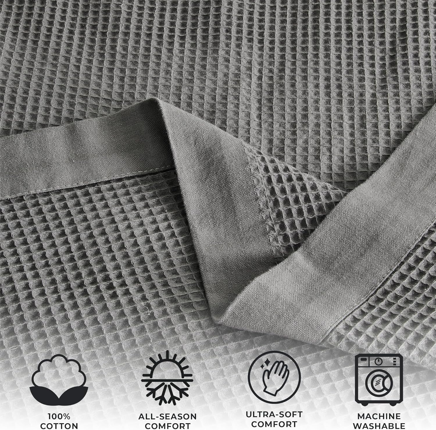 Great Bay Home Manta tamaño individual 100 % algodón con tejido de gofre, ligera y transpirable, suave y versátil, perfecta para usar en capas,