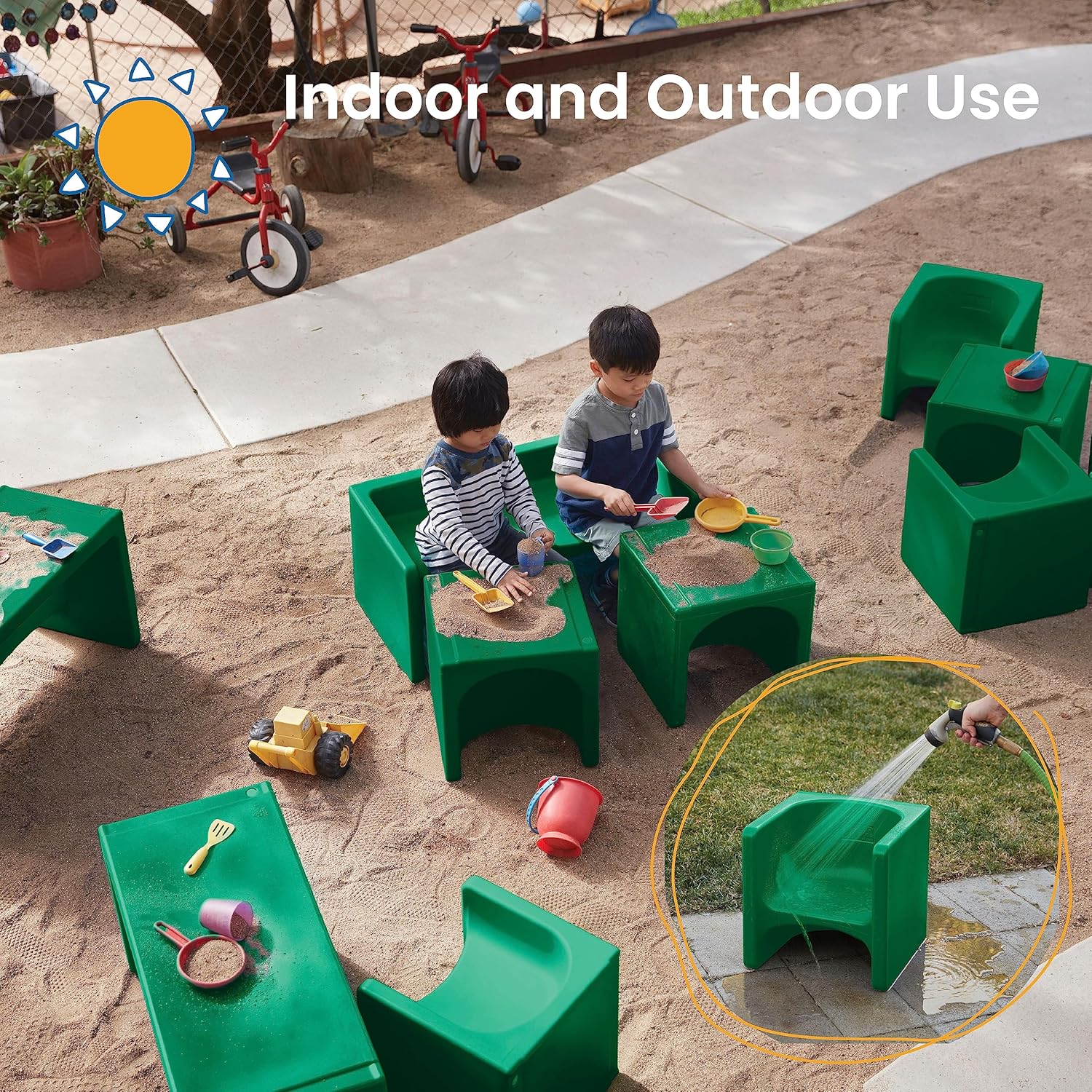 ECR4Kids Tri-Me 3 en 1 silla cubo, muebles para niños, color verde
